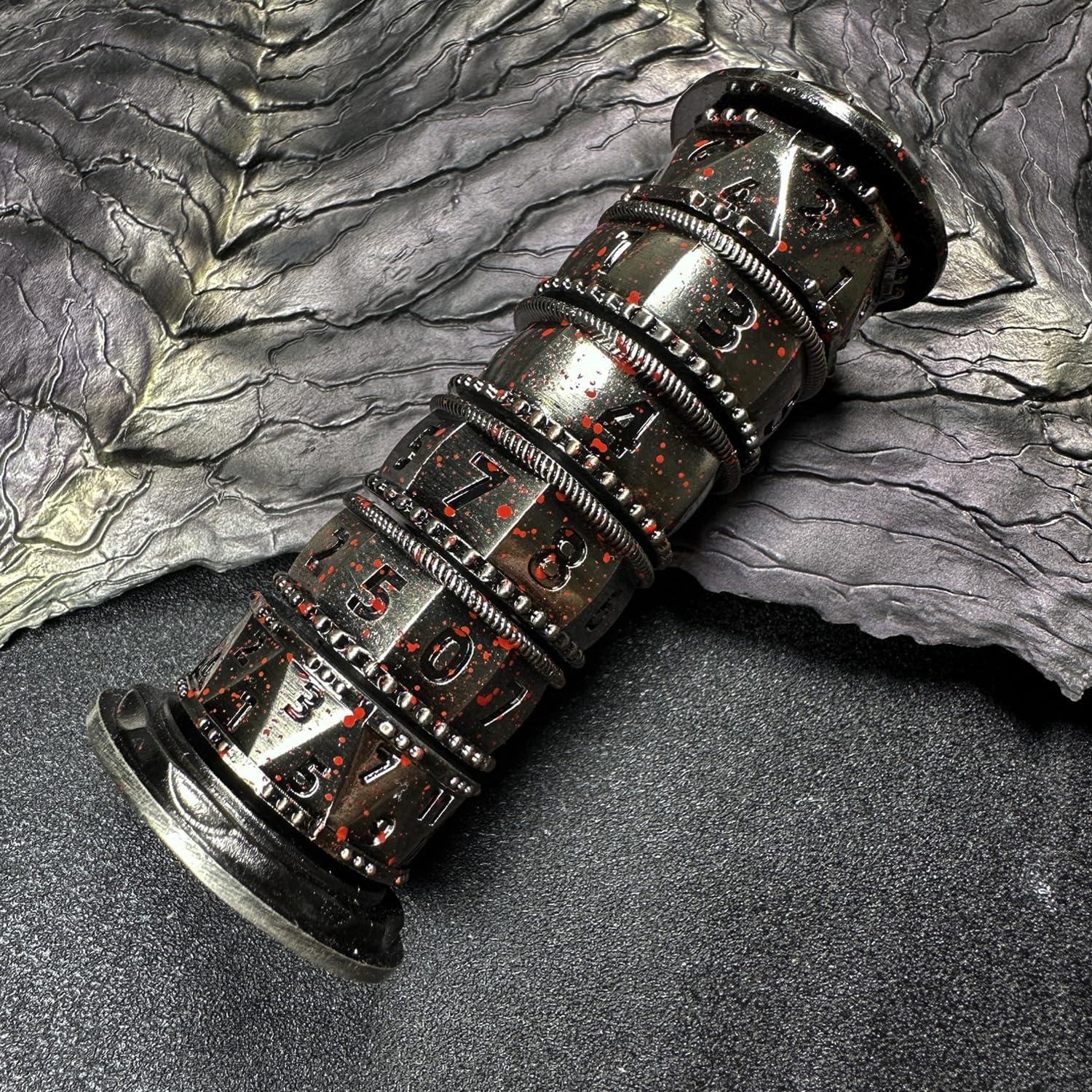 Set de Dados DND 7 en 1 HAOMEJA Pagoda Spinner Metal Plata