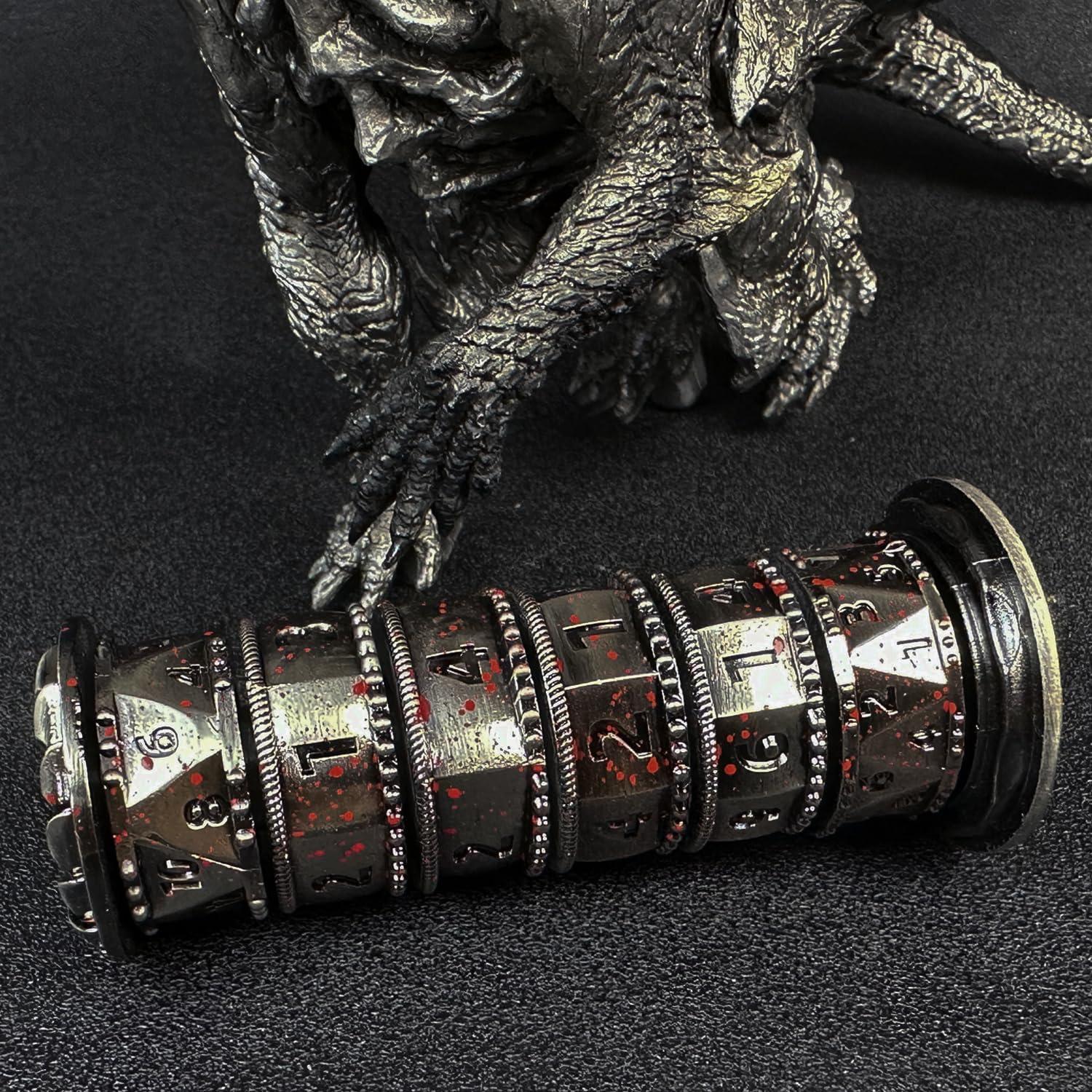 Set de Dados DND 7 en 1 HAOMEJA Pagoda Spinner Metal Plata