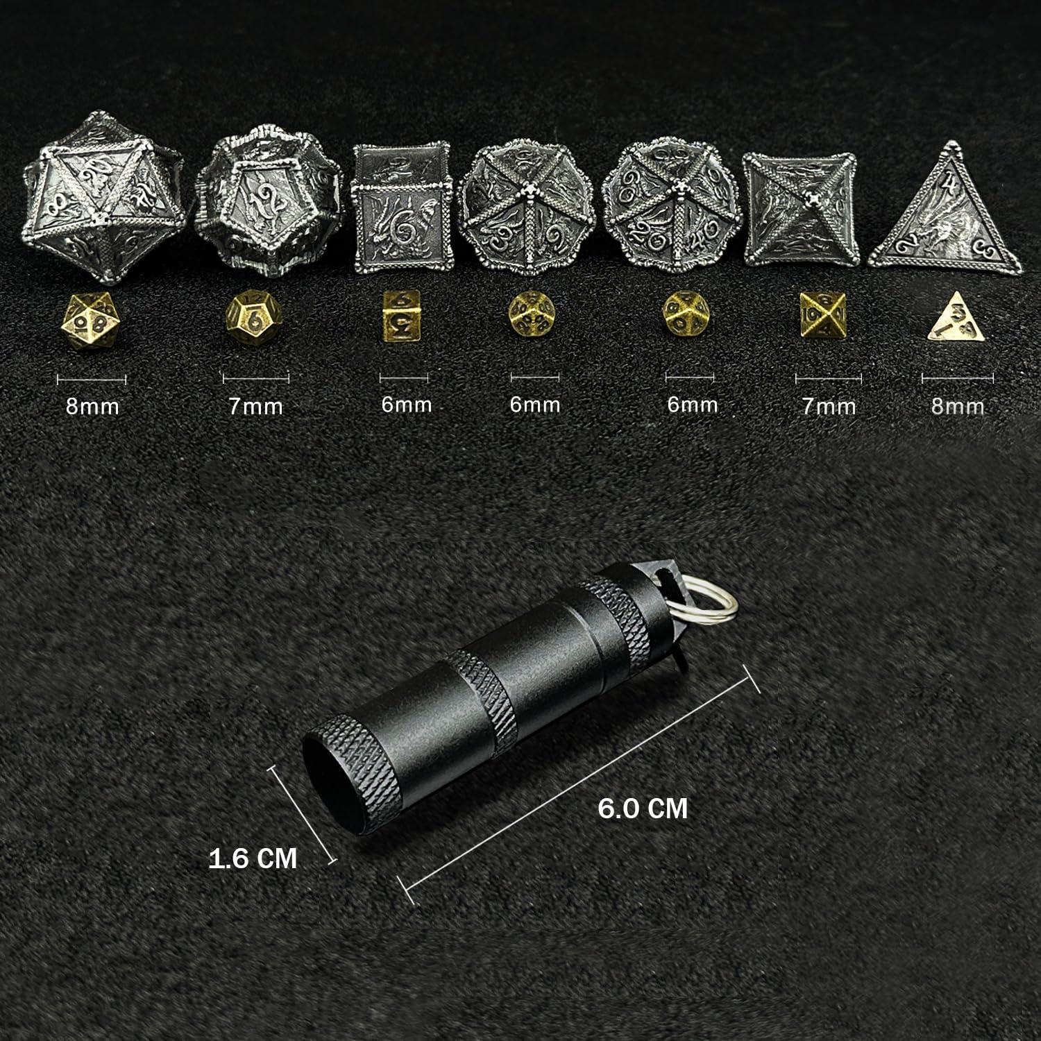 Set de Dados de Metal Mini HAOMEJA D&D 7 Piezas Cobre Rojo y Negro