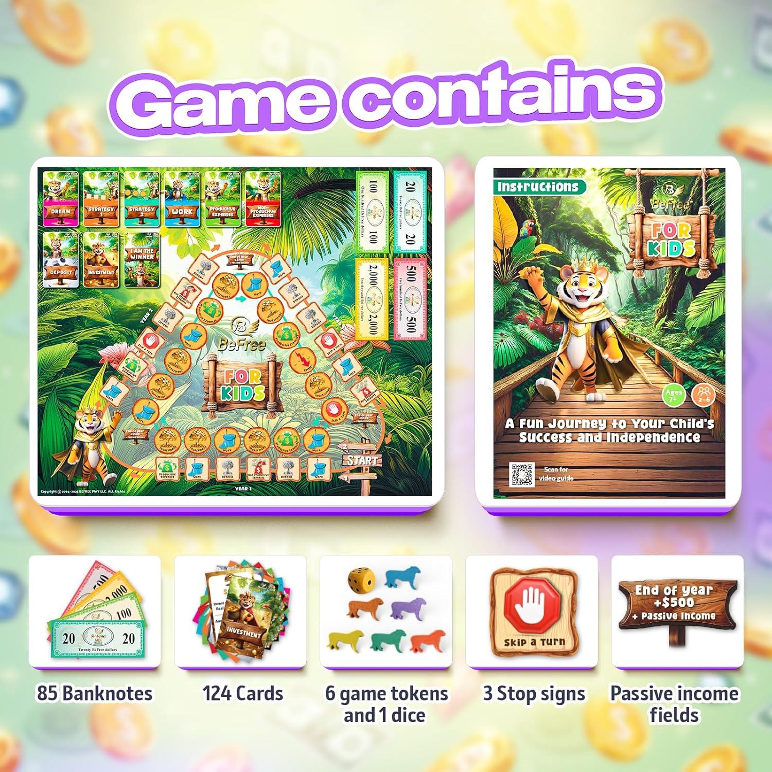 Juego de Mesa BeFree para Niños - Alfabetización Financiera 7+