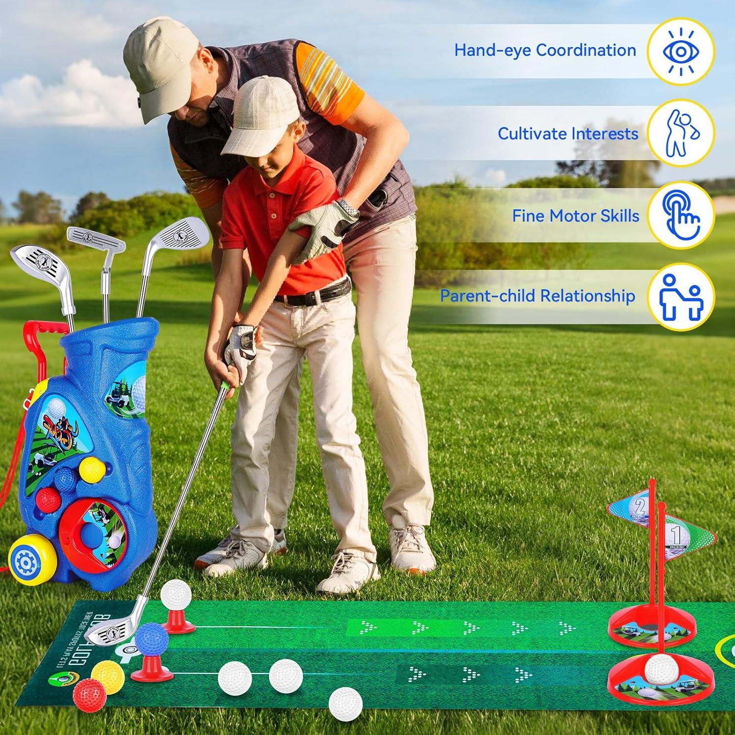Juego de Golf para Niños Beautiq con Alfombra y Carrito - Azul