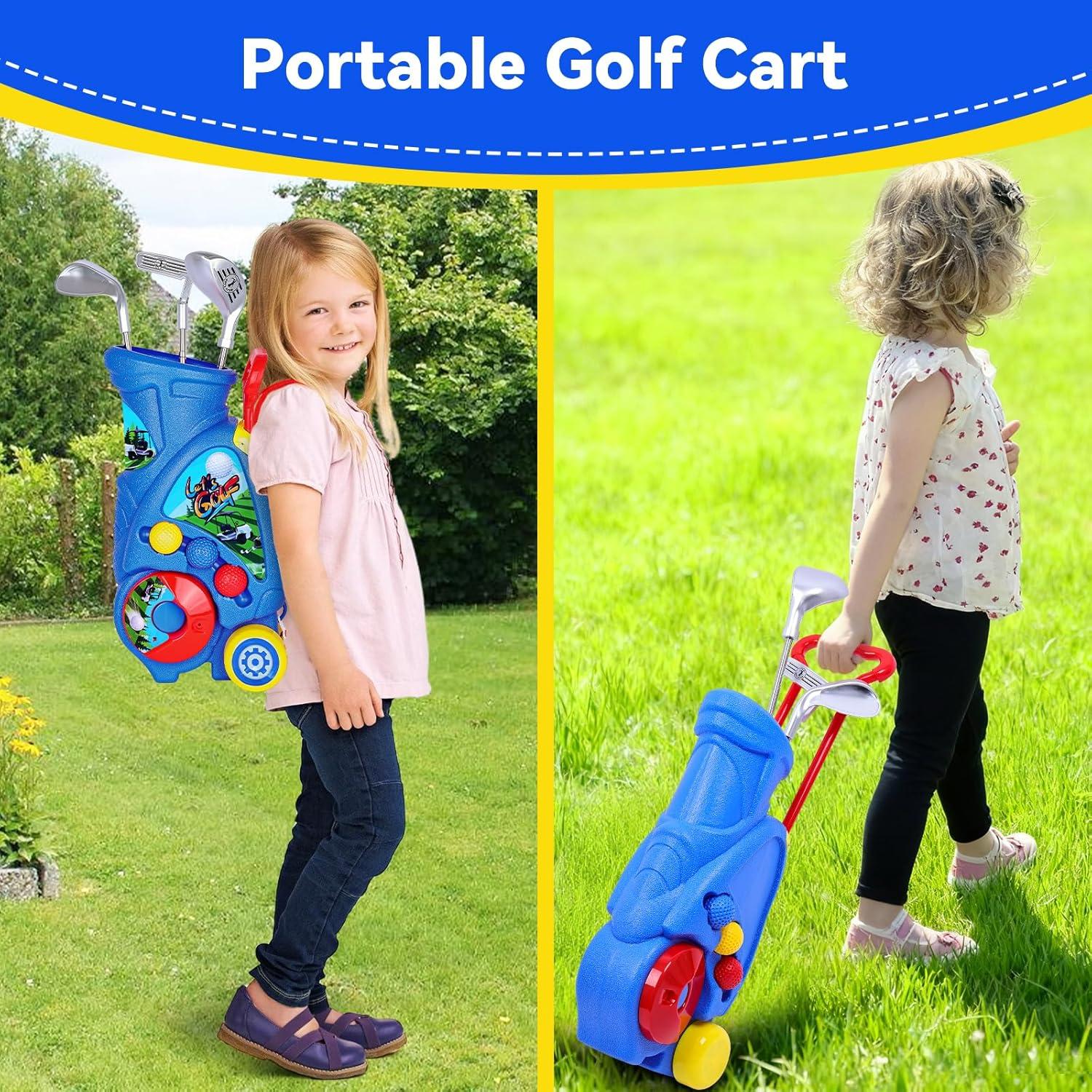 Juego de Golf para Niños Beautiq con Alfombra y Carrito - Azul