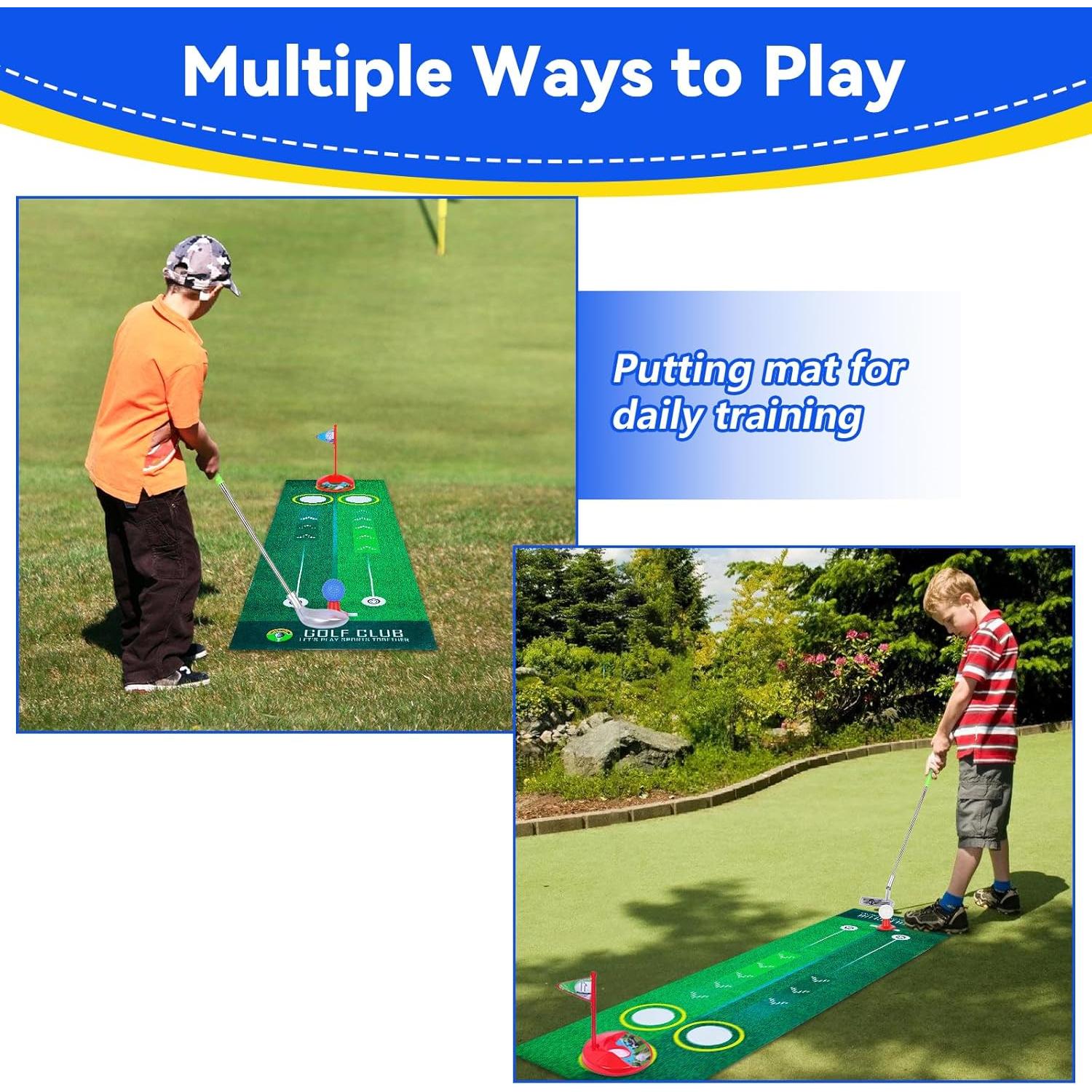 Juego de Golf para Niños Beautiq con Alfombra y Carrito - Azul