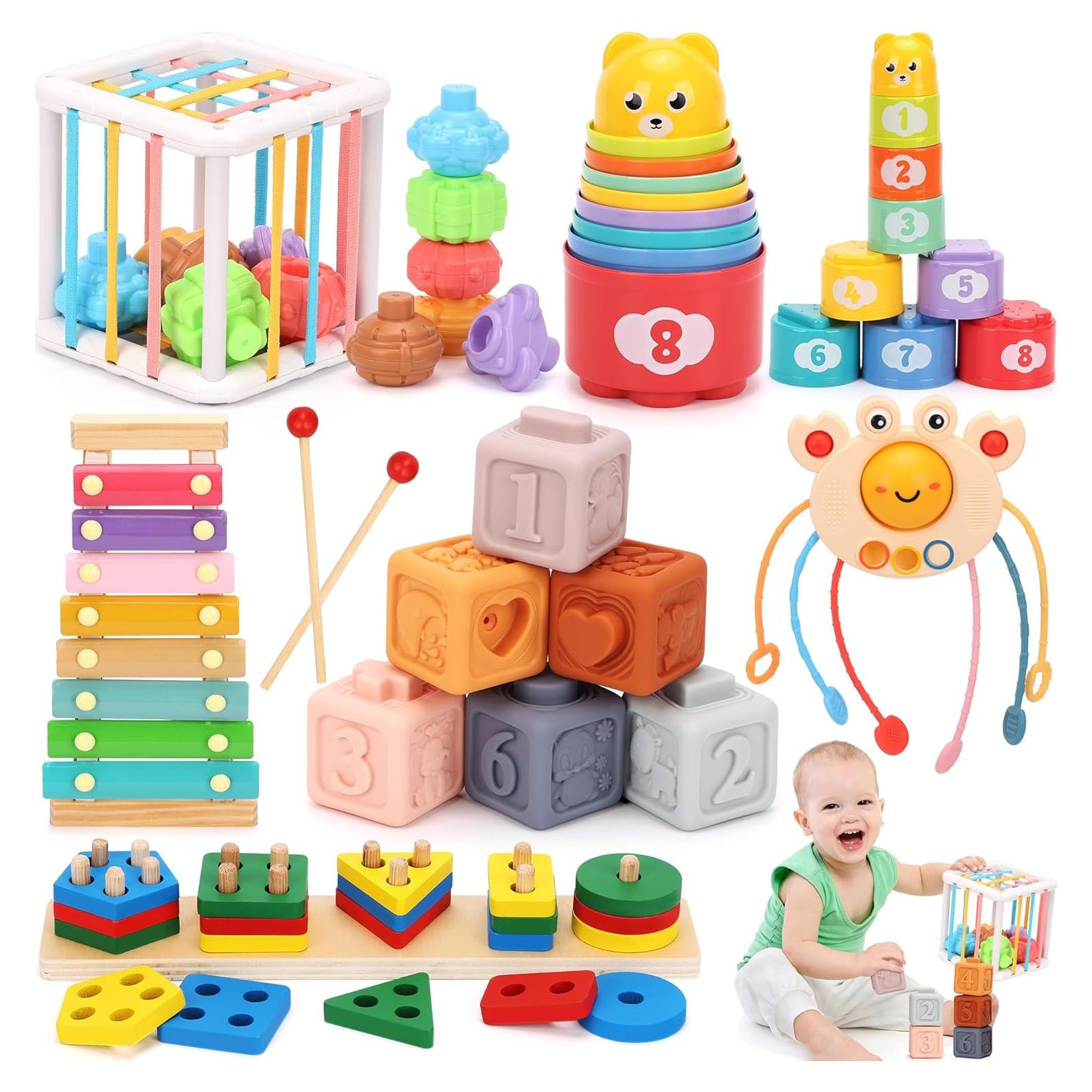 Juguetes Montessori FlufiFiea 6 en 1 para Bebés 6-12 Meses