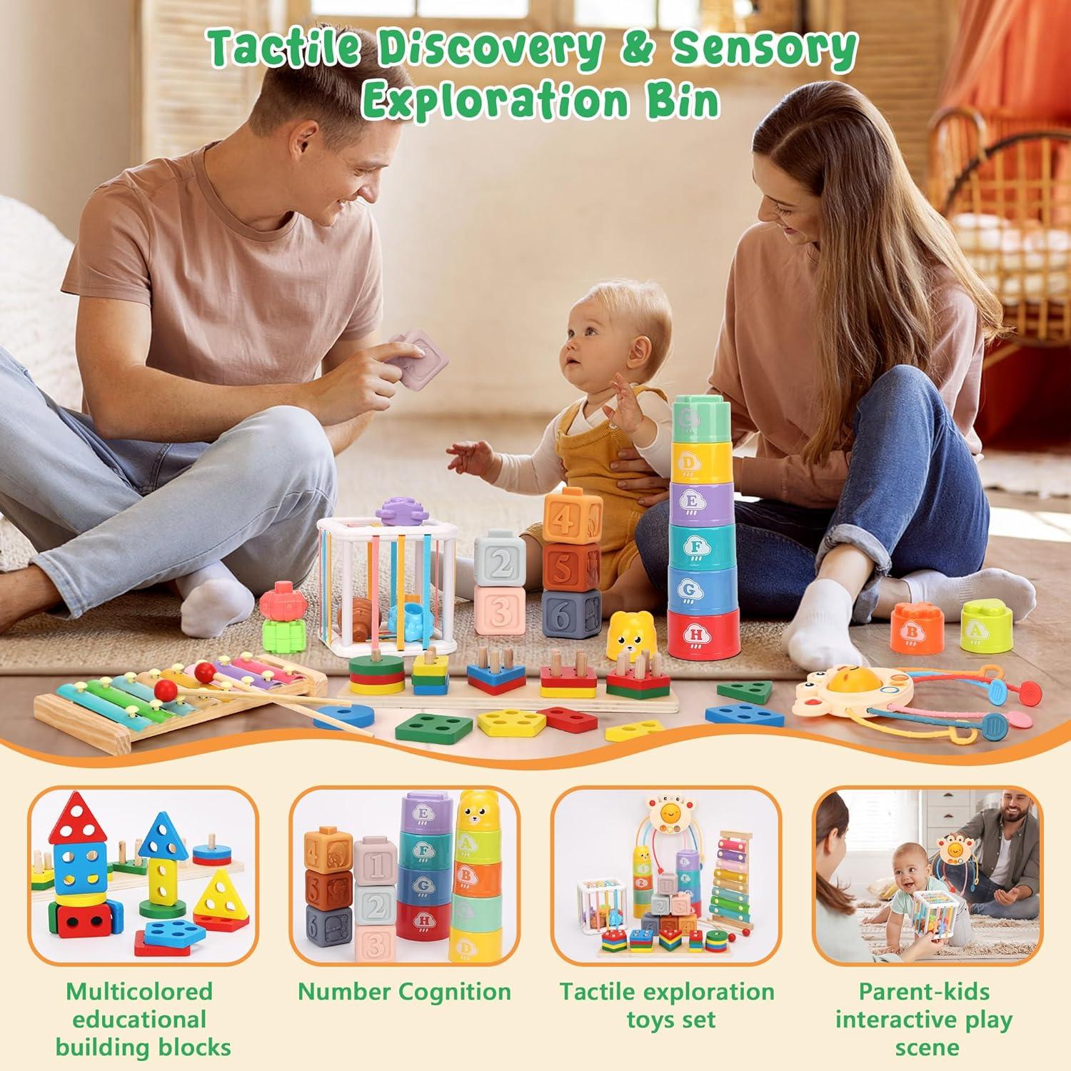 Juguetes Montessori FlufiFiea 6 en 1 para Bebés 6-12 Meses