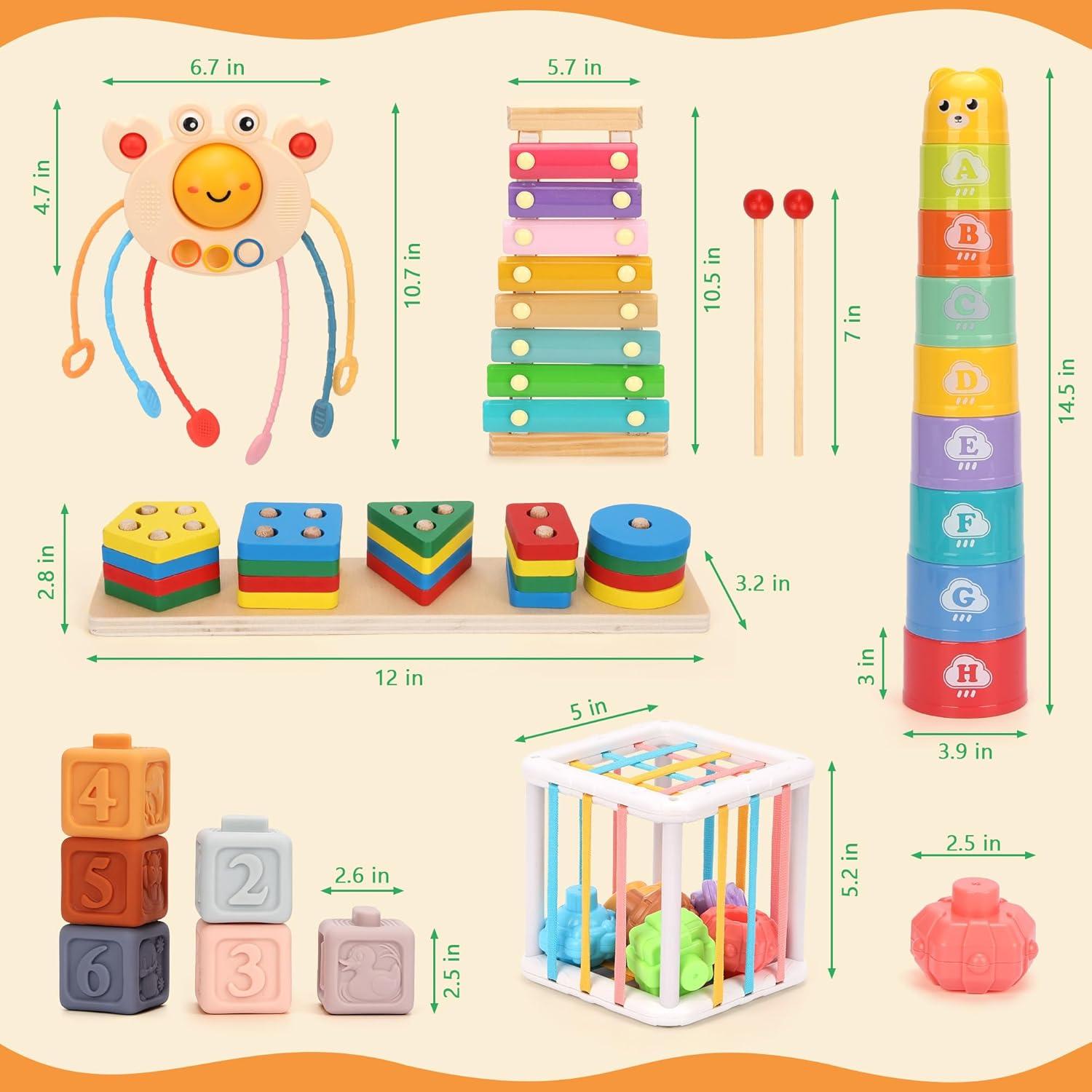 Juguetes Montessori FlufiFiea 6 en 1 para Bebés 6-12 Meses