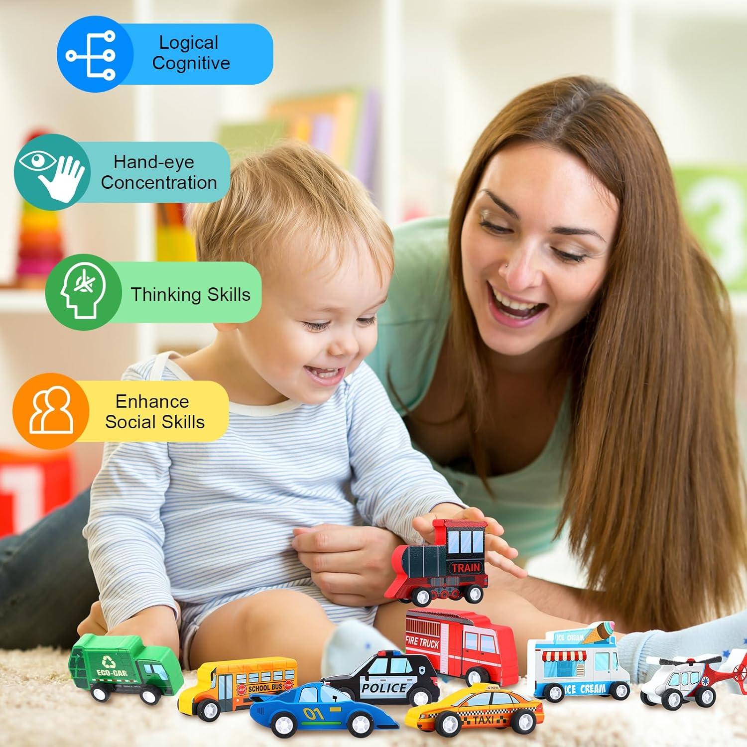 Set de 20 Vehículos de Madera Blosssound para Niños 10x5x2cm