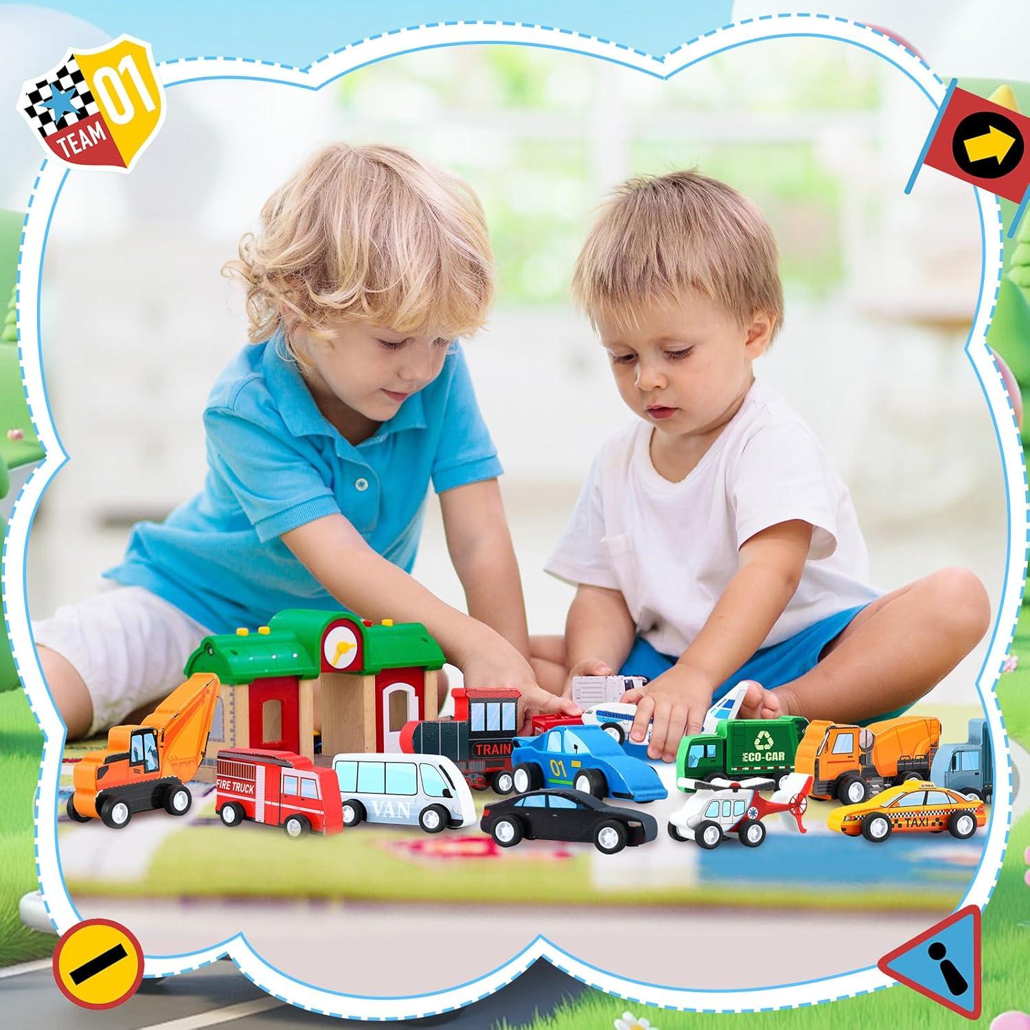 Set de 20 Vehículos de Madera Blosssound para Niños 10x5x2cm