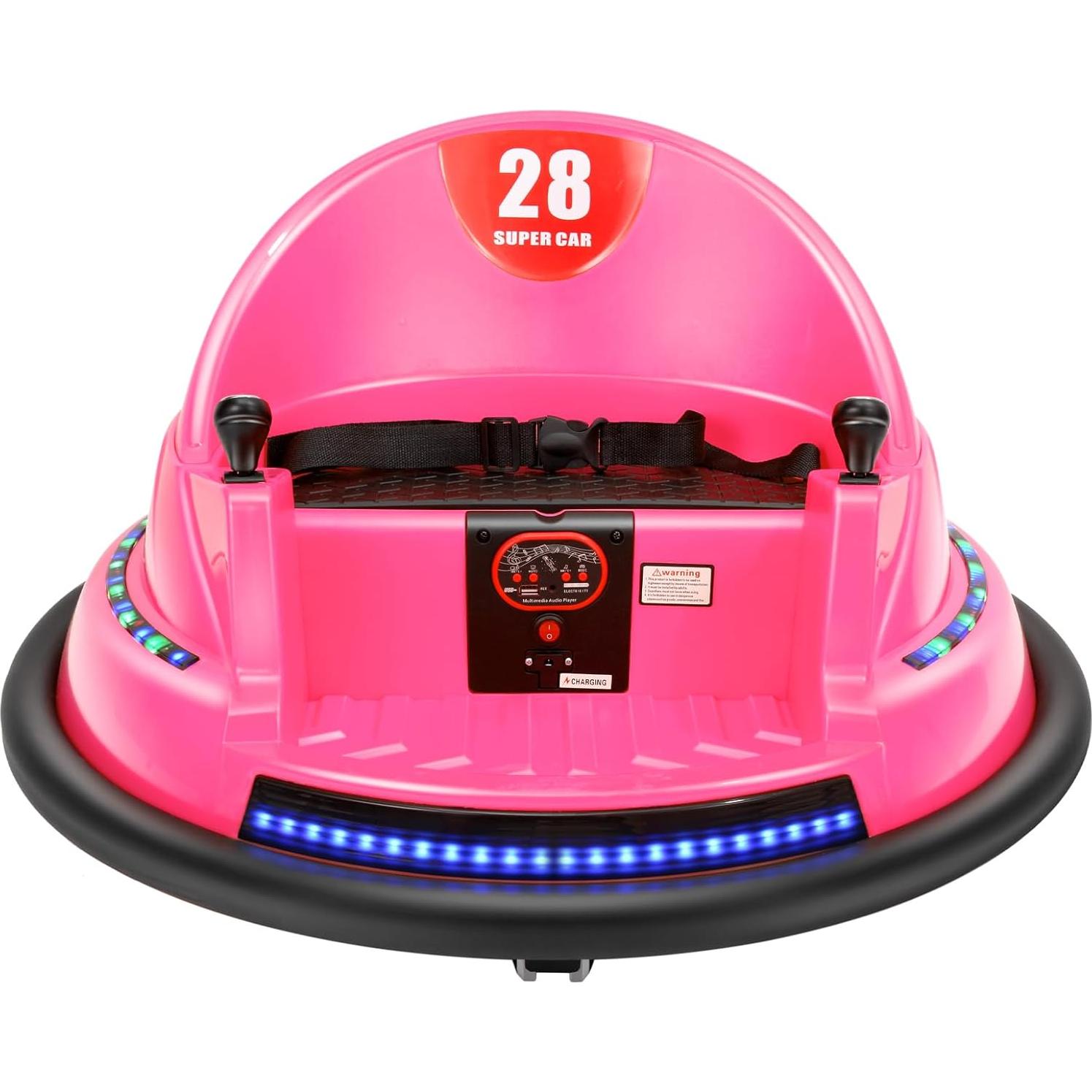 Coche de Choque Eléctrico EDOSTORY 6V Rosa para Niños 1.5-8 Años