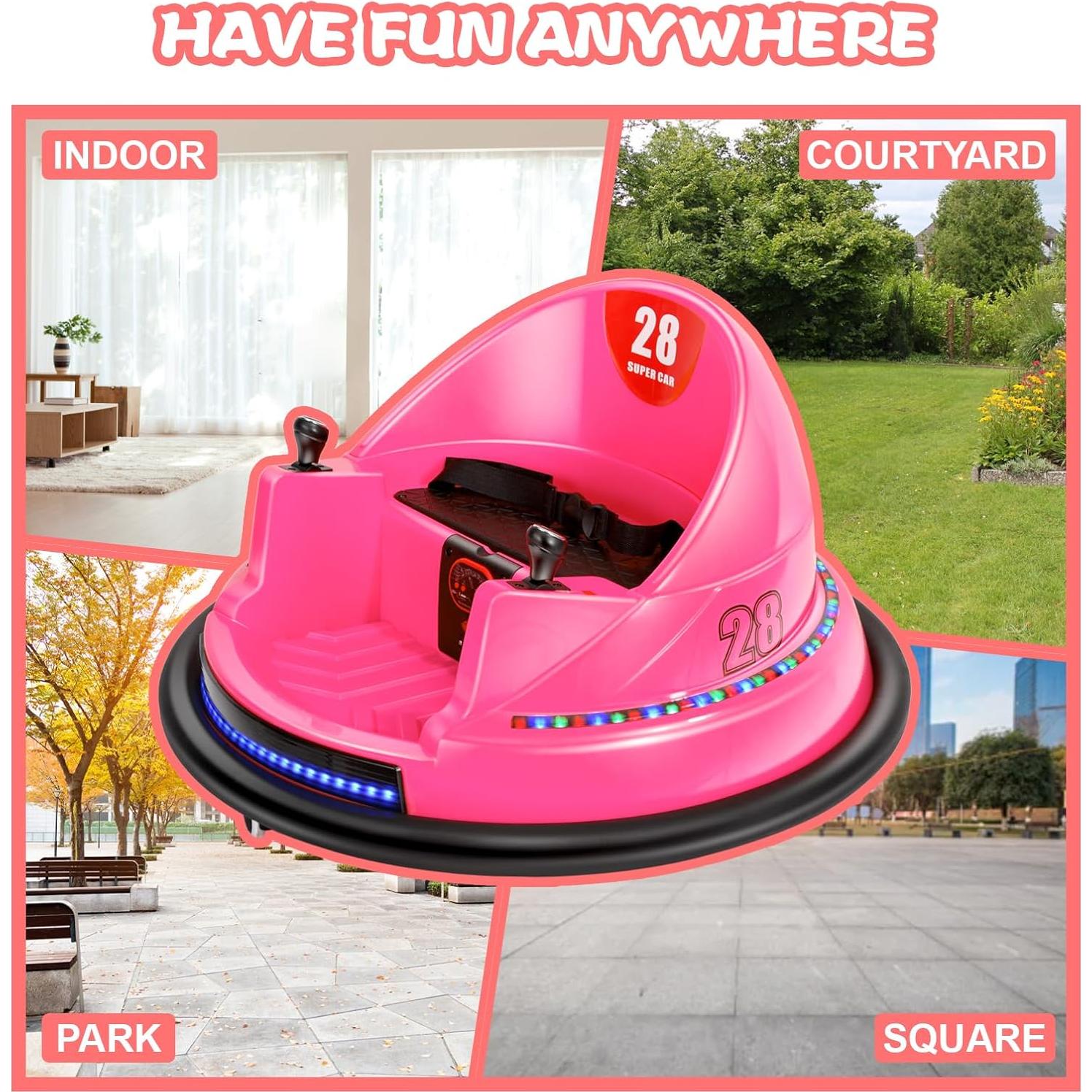 Coche de Choque Eléctrico EDOSTORY 6V Rosa para Niños 1.5-8 Años