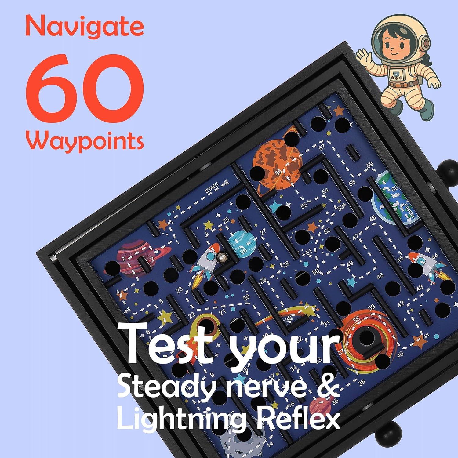 Juego de Laberinto de Madera Espacial STERLING 60 Puntos 32.4x29.2cm