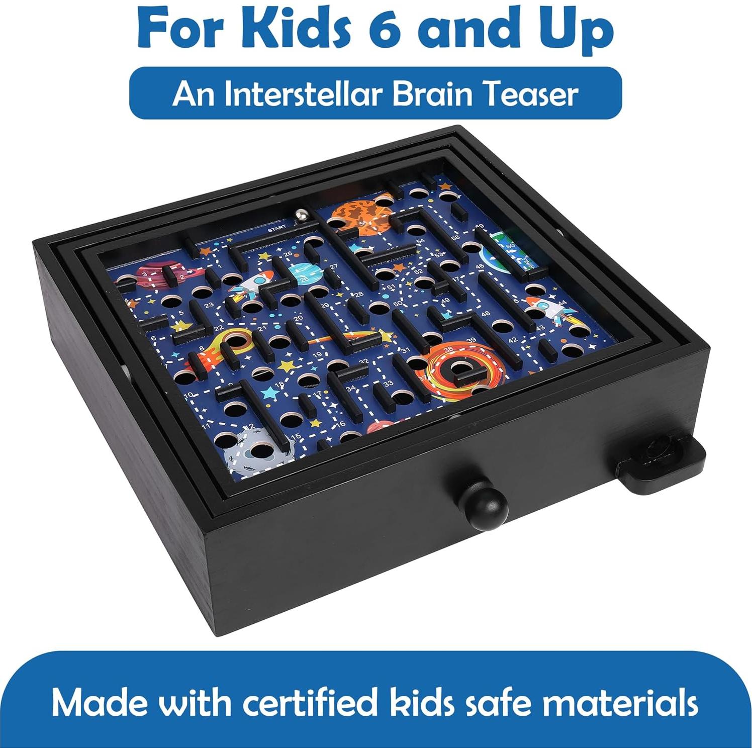 Juego de Laberinto de Madera Espacial STERLING 60 Puntos 32.4x29.2cm