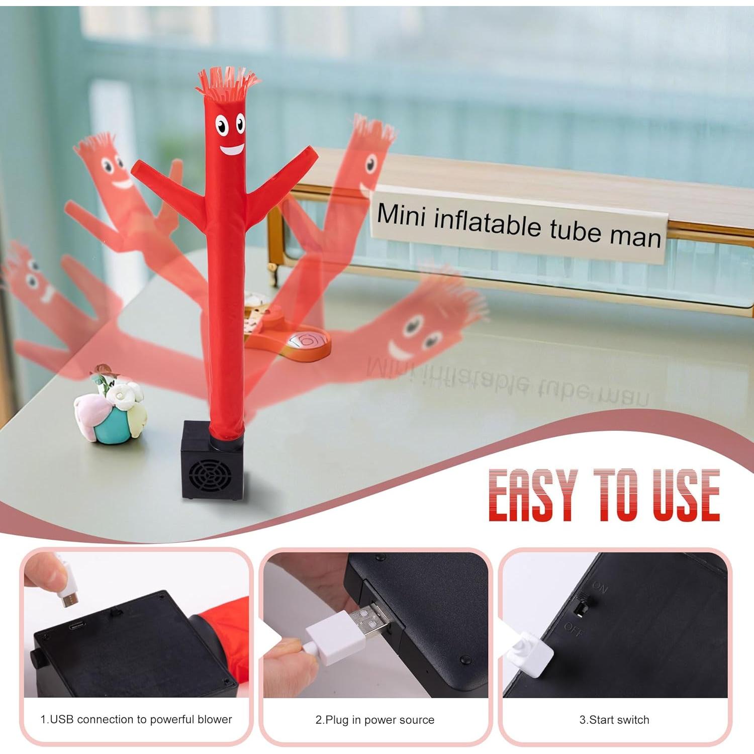 Mini Hombre Inflable Rojo con Ventilador - Decoración de Fiesta