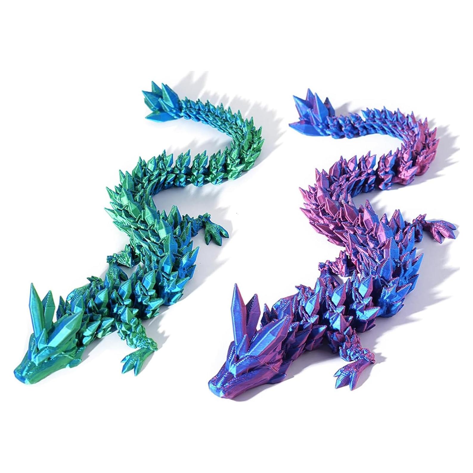 Dragón Articulado Impreso en 3D 30.48cm Verde y Púrpura