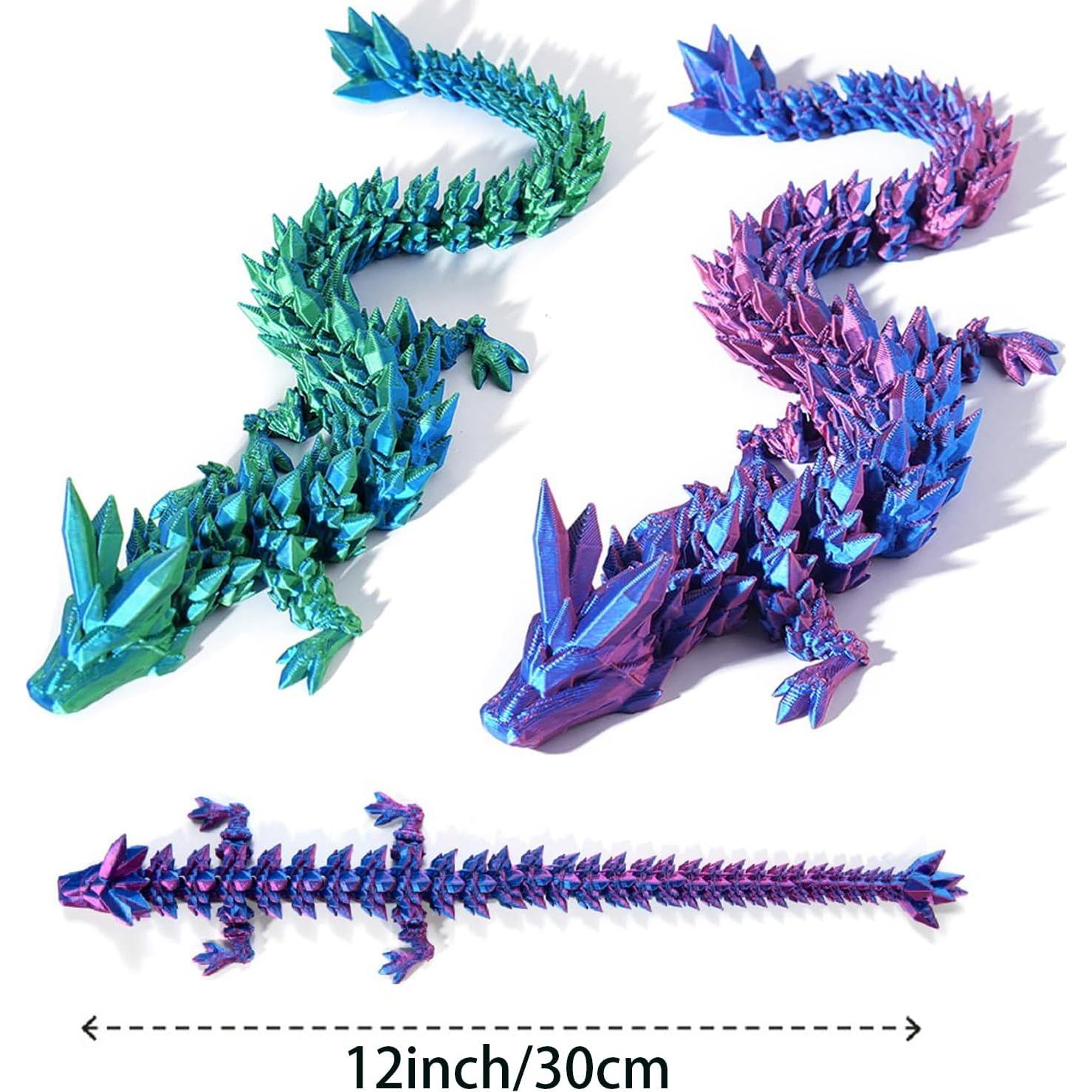 Dragón Articulado Impreso en 3D 30.48cm Verde y Púrpura