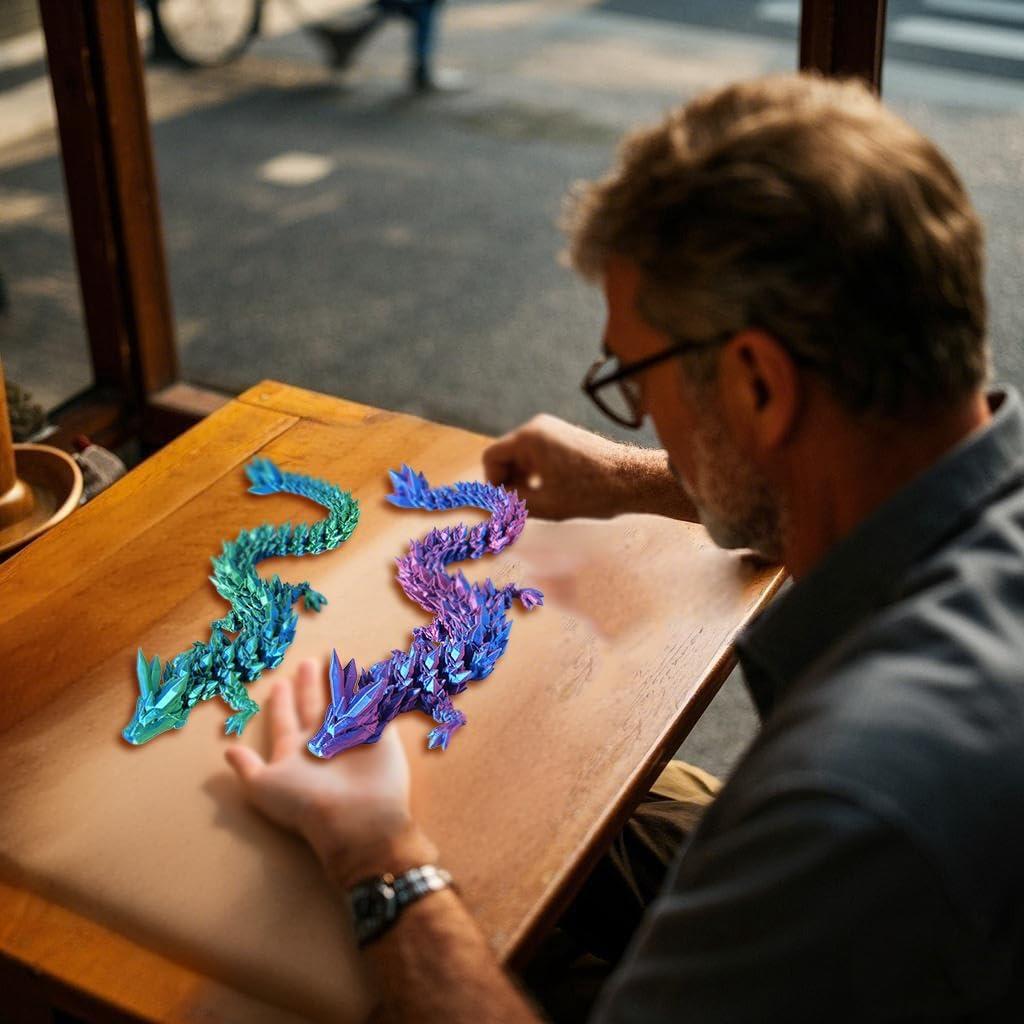 Dragón Articulado Impreso en 3D 30.48cm Verde y Púrpura