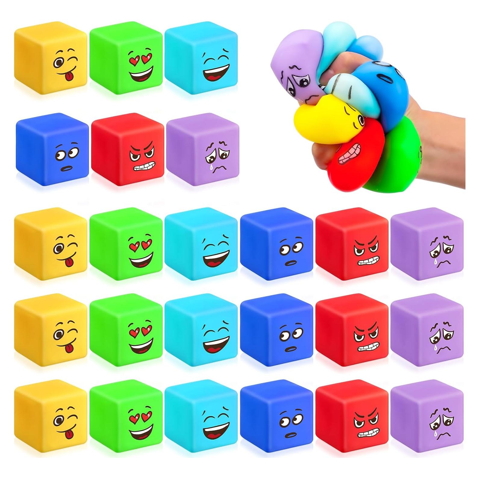 Cubo Antiestrés Meooeck 24 Pcs Emoticonos 4x4 cm