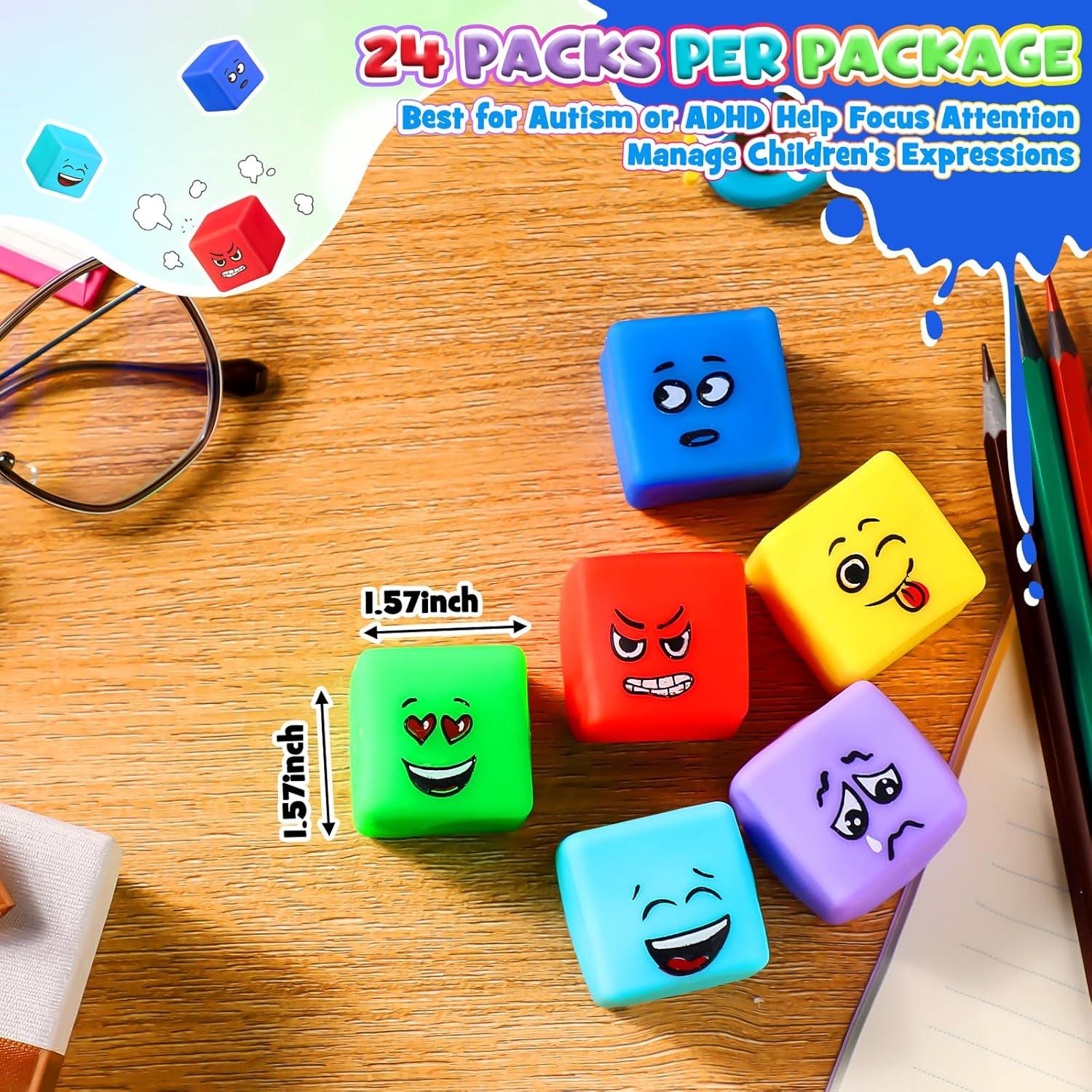 Cubo Antiestrés Meooeck 24 Pcs Emoticonos 4x4 cm