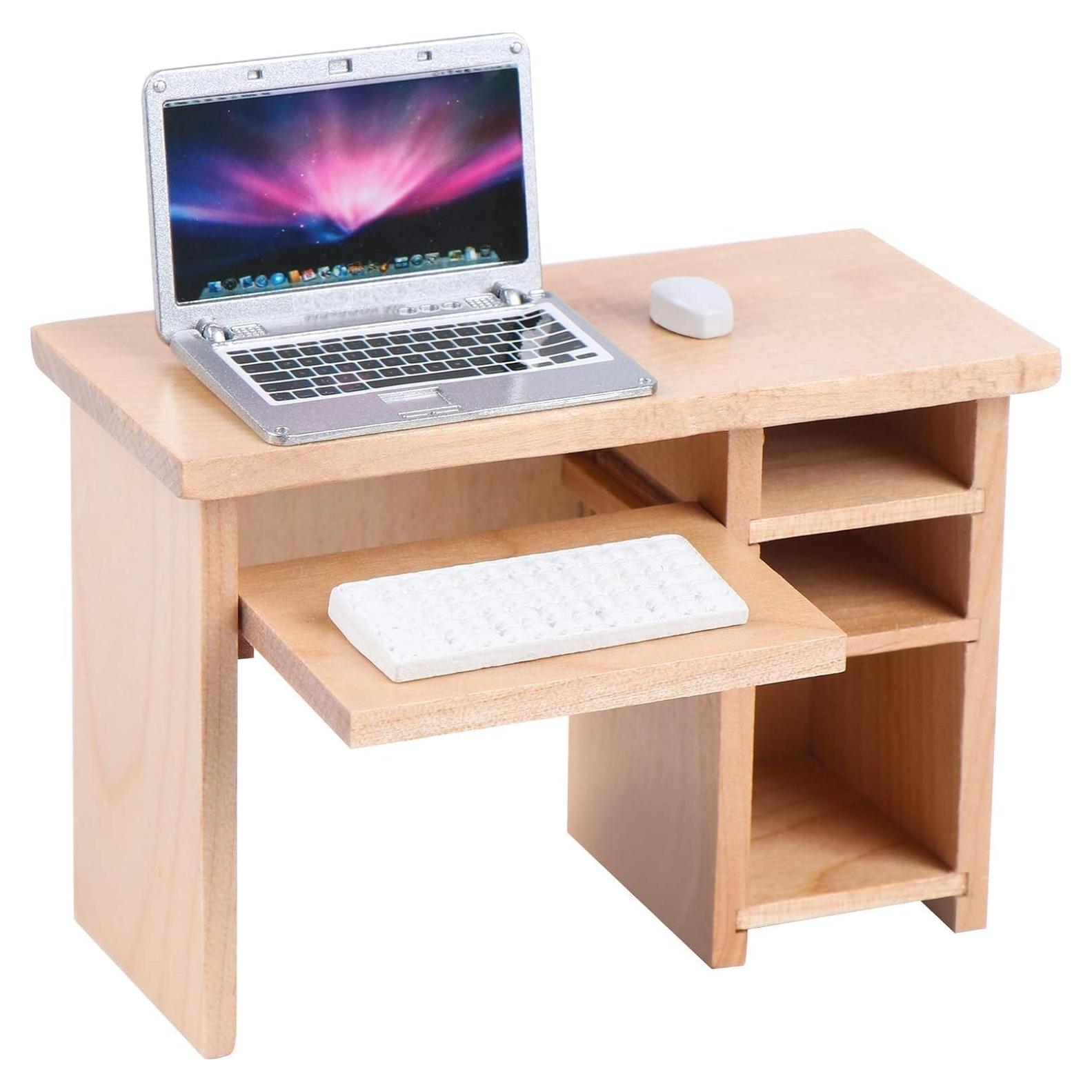 Accesorios para Casa de Muñecas 1:12 - Escritorio y Computadora