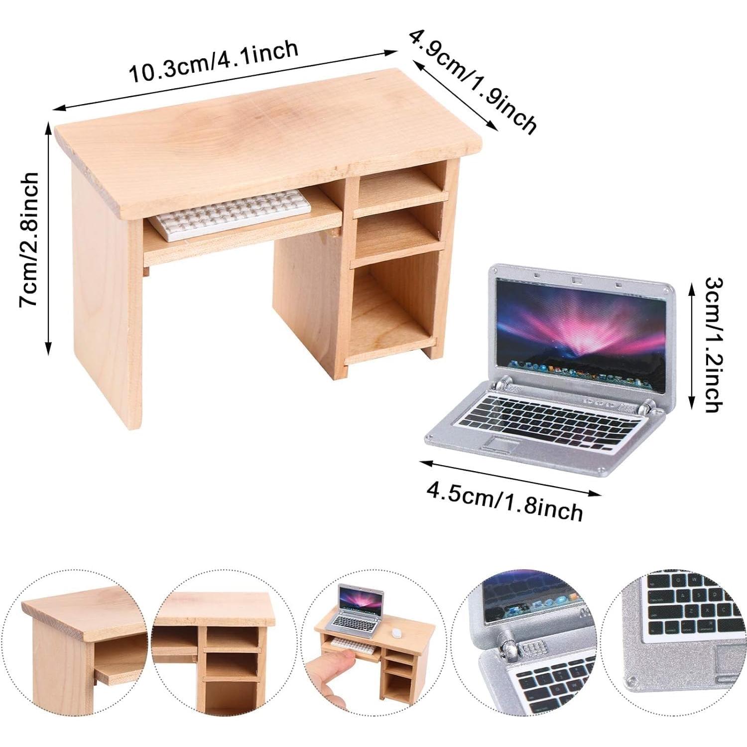 Accesorios para Casa de Muñecas 1:12 - Escritorio y Computadora