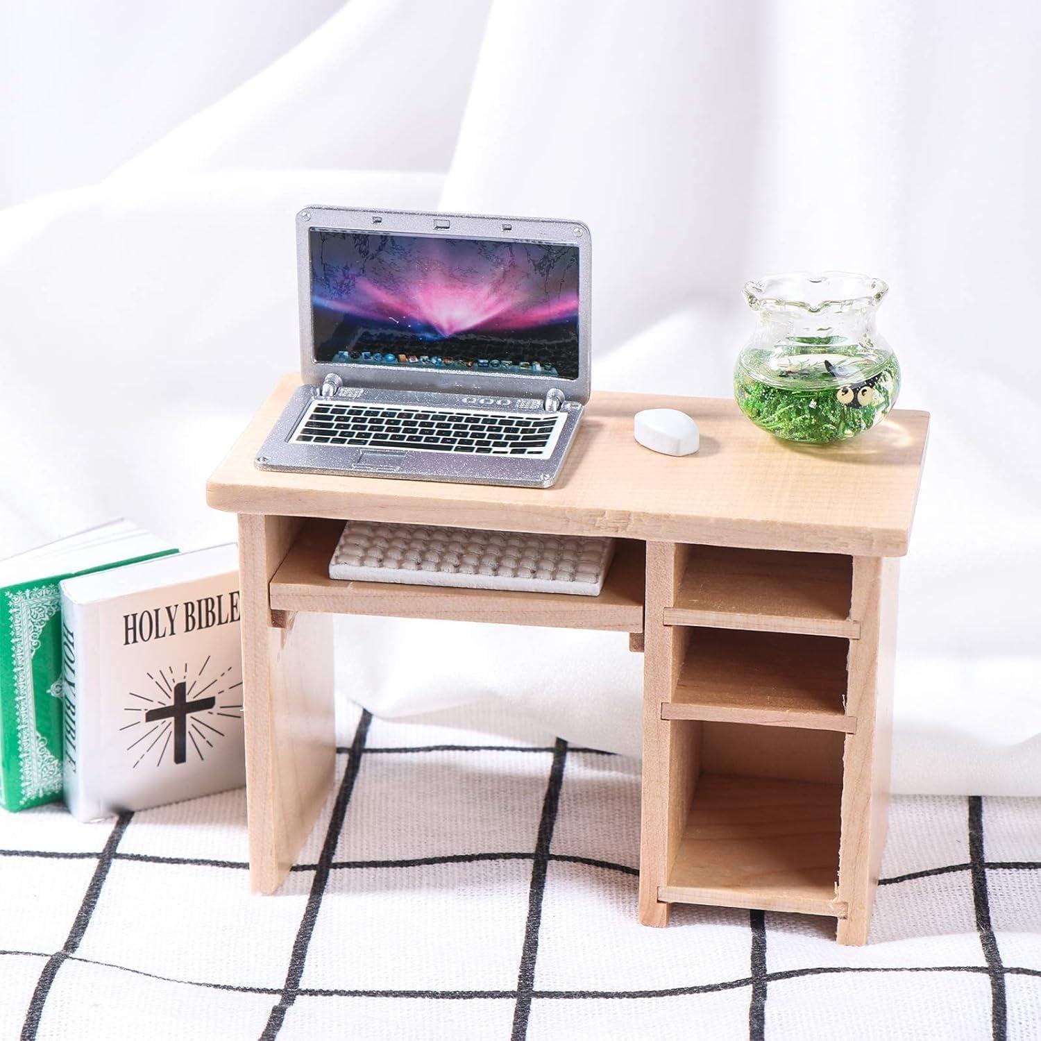 Accesorios para Casa de Muñecas 1:12 - Escritorio y Computadora