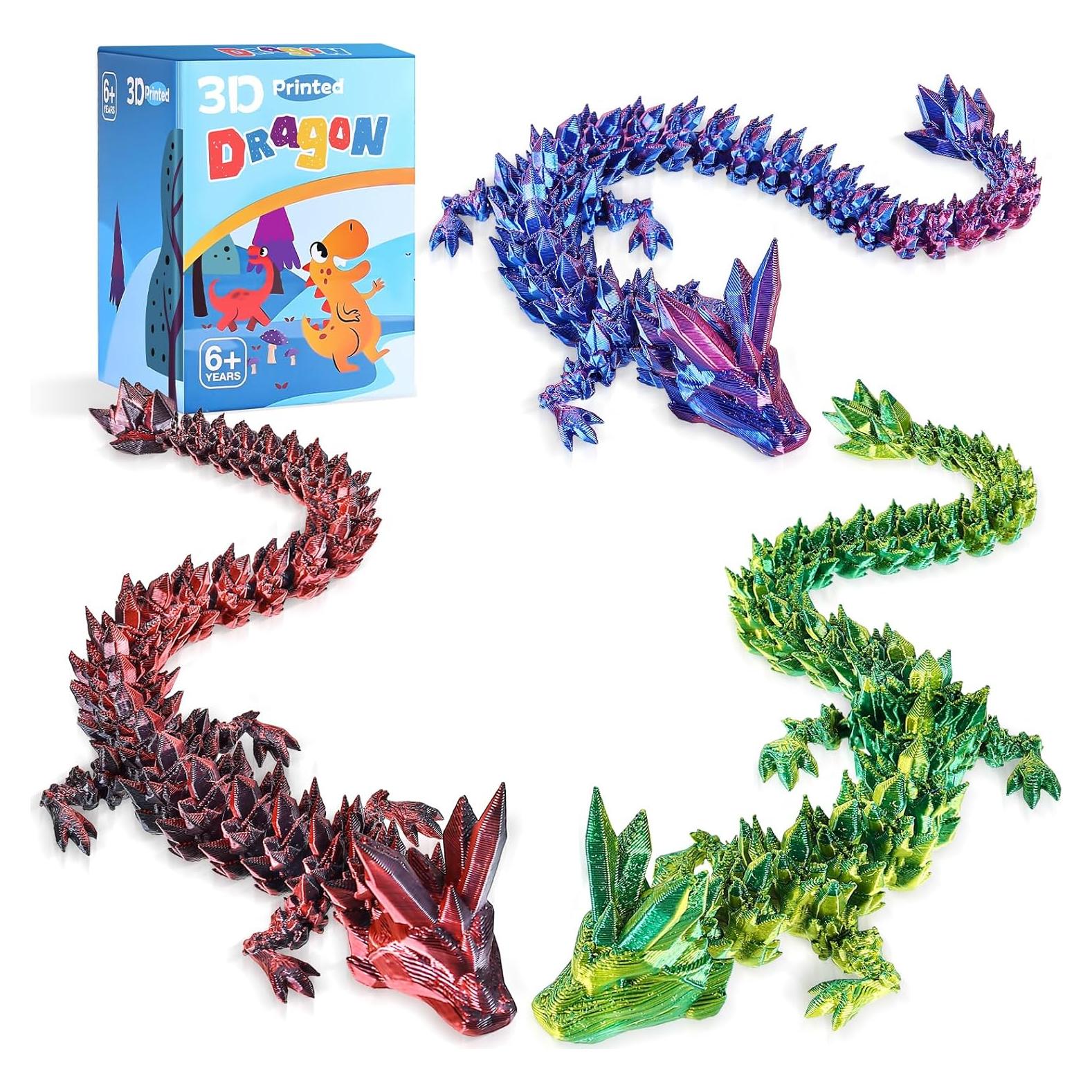 3 Dragones de Cristal Articulados 30.48cm - Juguetes Antiestrés