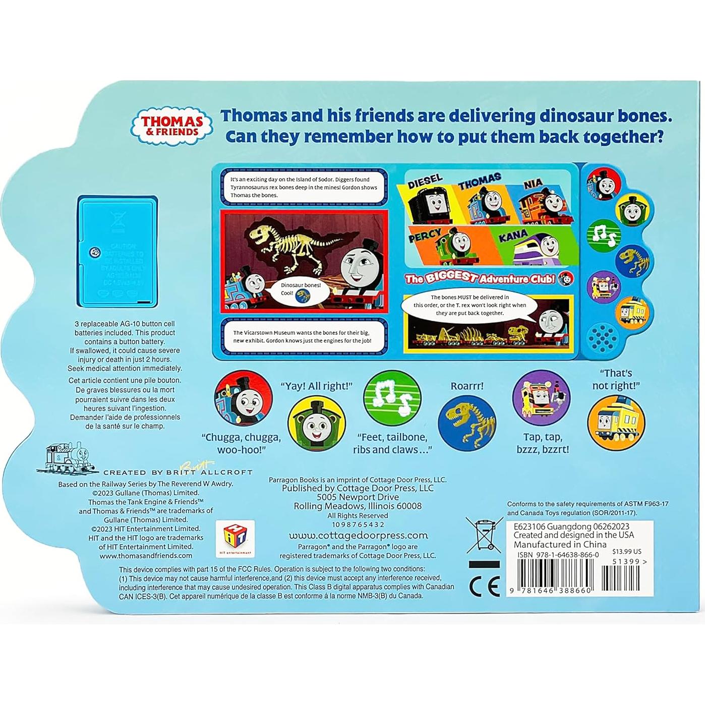 Thomas and Friends Tyrannosaurus Wrecks 6-Button Song and Sound Book: Sing and Read Toy Book for Thomas the Tank Engine
