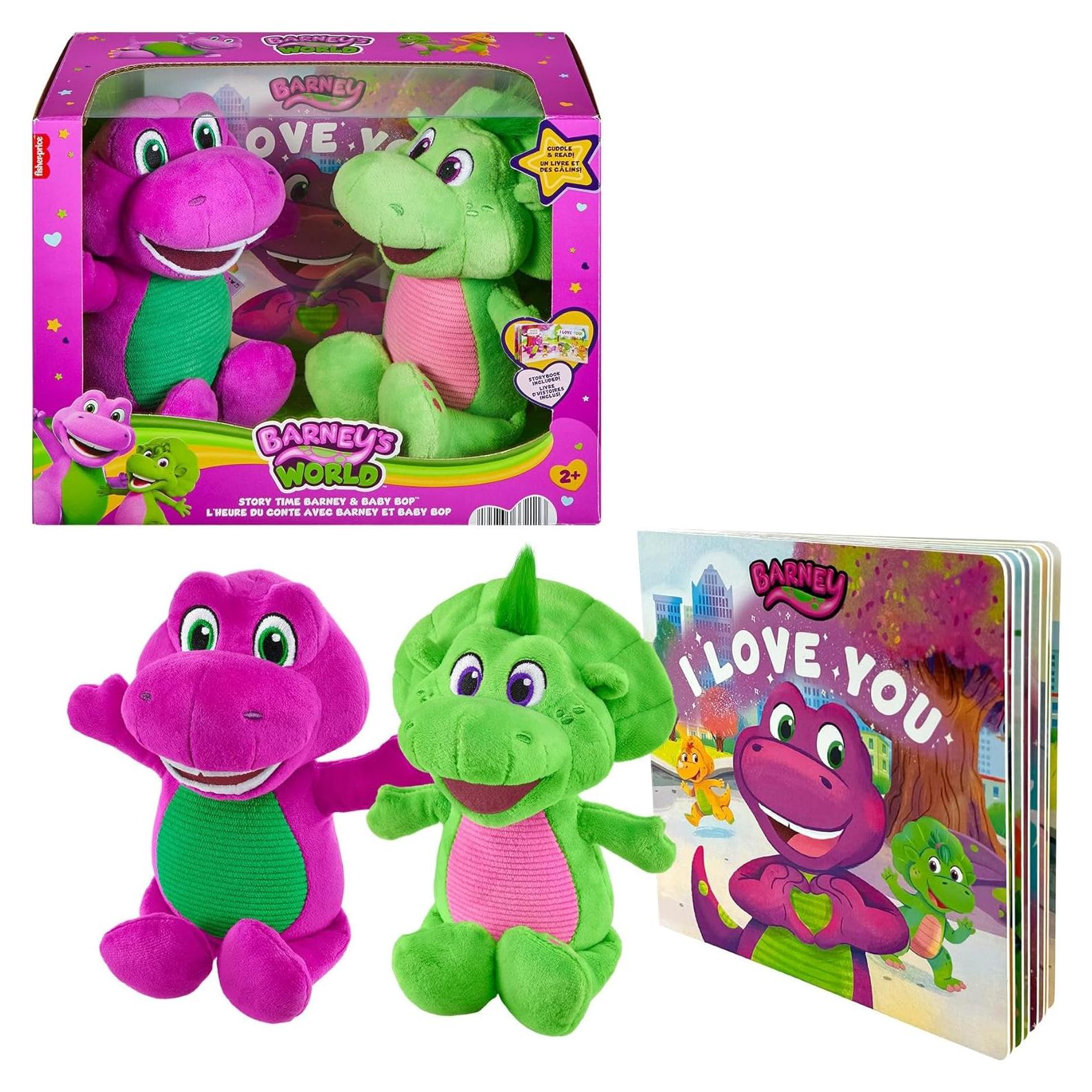 Peluches Barney y Baby Bop Fisher-Price con Libro 22.86 cm