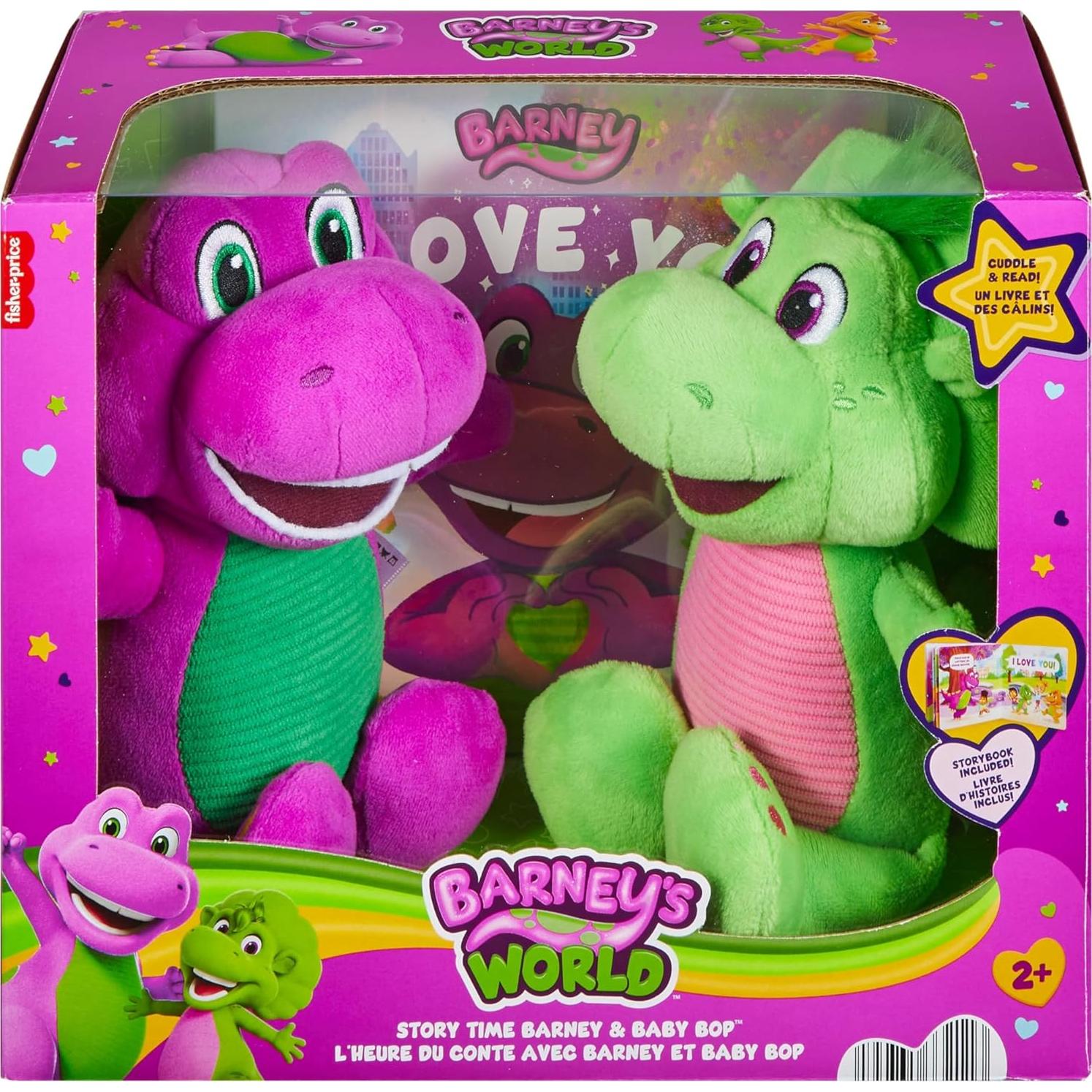 Peluches Barney y Baby Bop Fisher-Price con Libro 22.86 cm