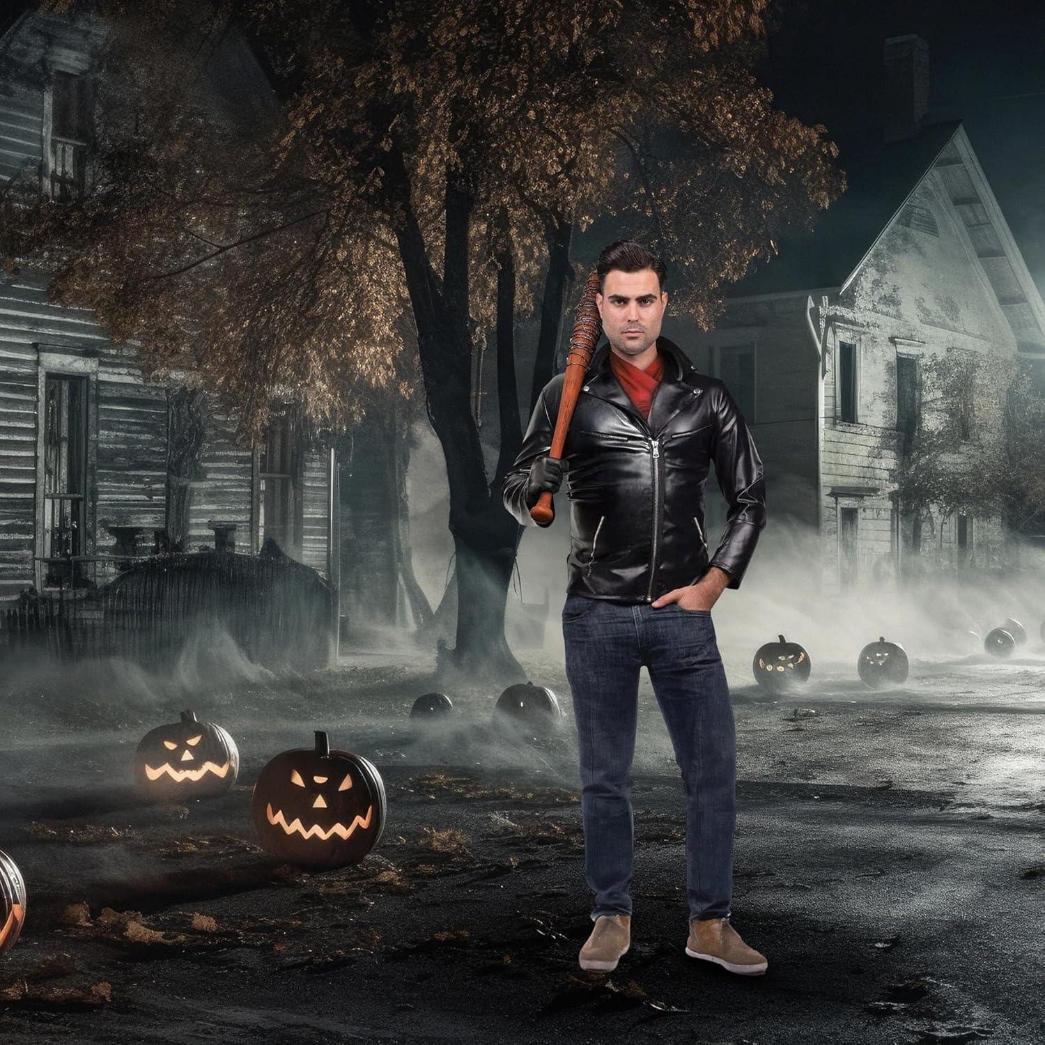 Disfraz de Negan Adulto Walking Dead - Chaqueta y Bufanda Roja