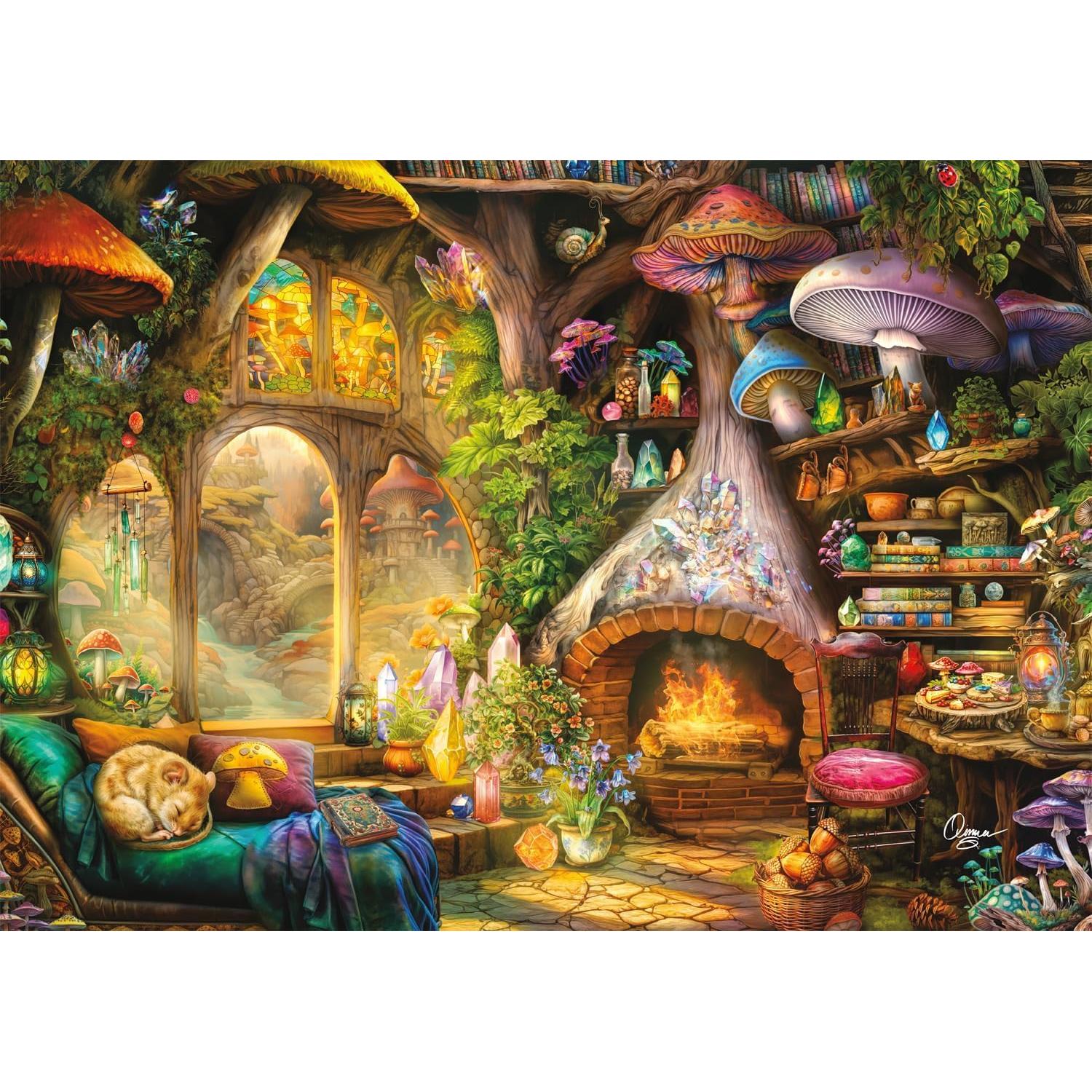 Rompecabezas Buffalo Games Cabaña de Hongos Alegre 54x38 cm