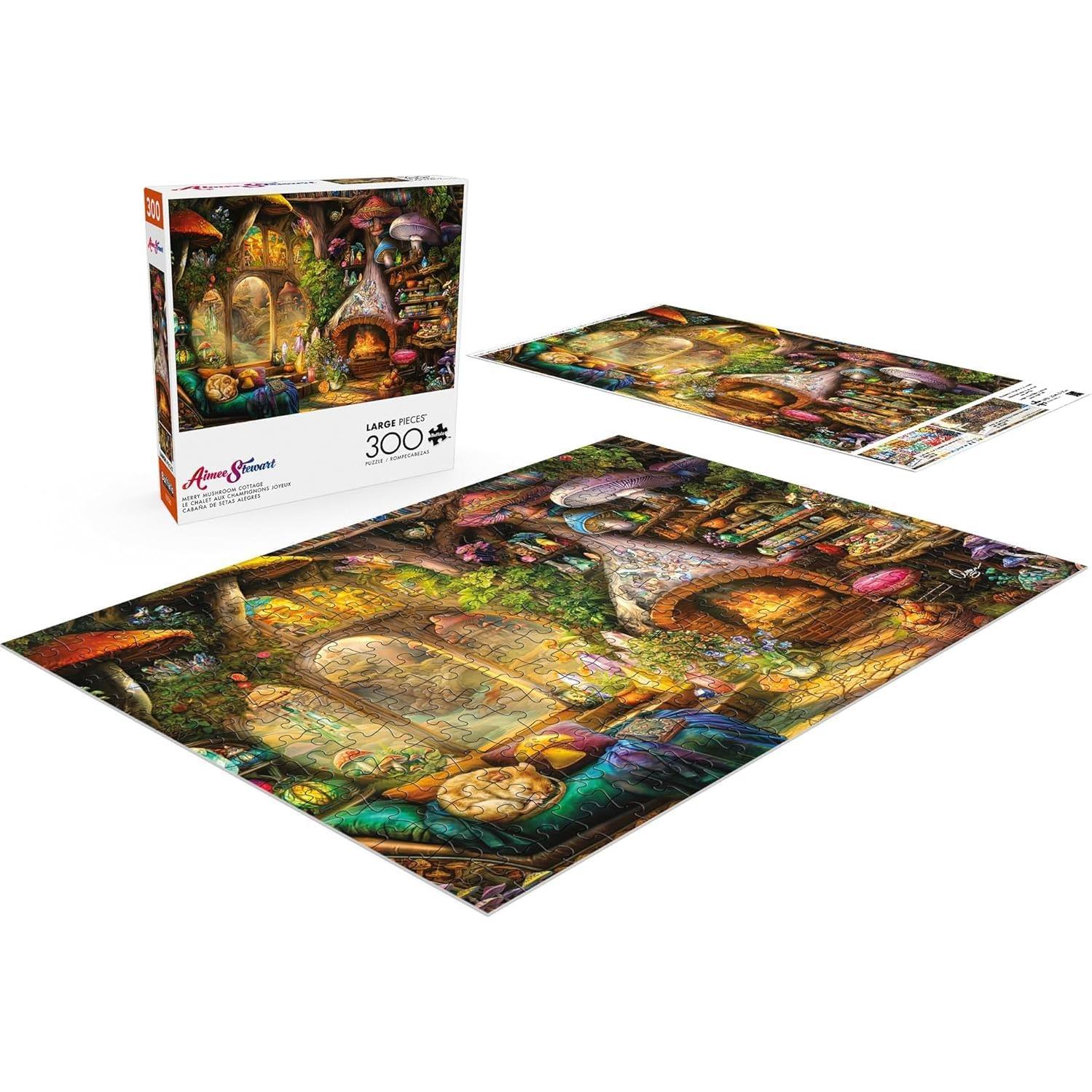 Rompecabezas Buffalo Games Cabaña de Hongos Alegre 54x38 cm