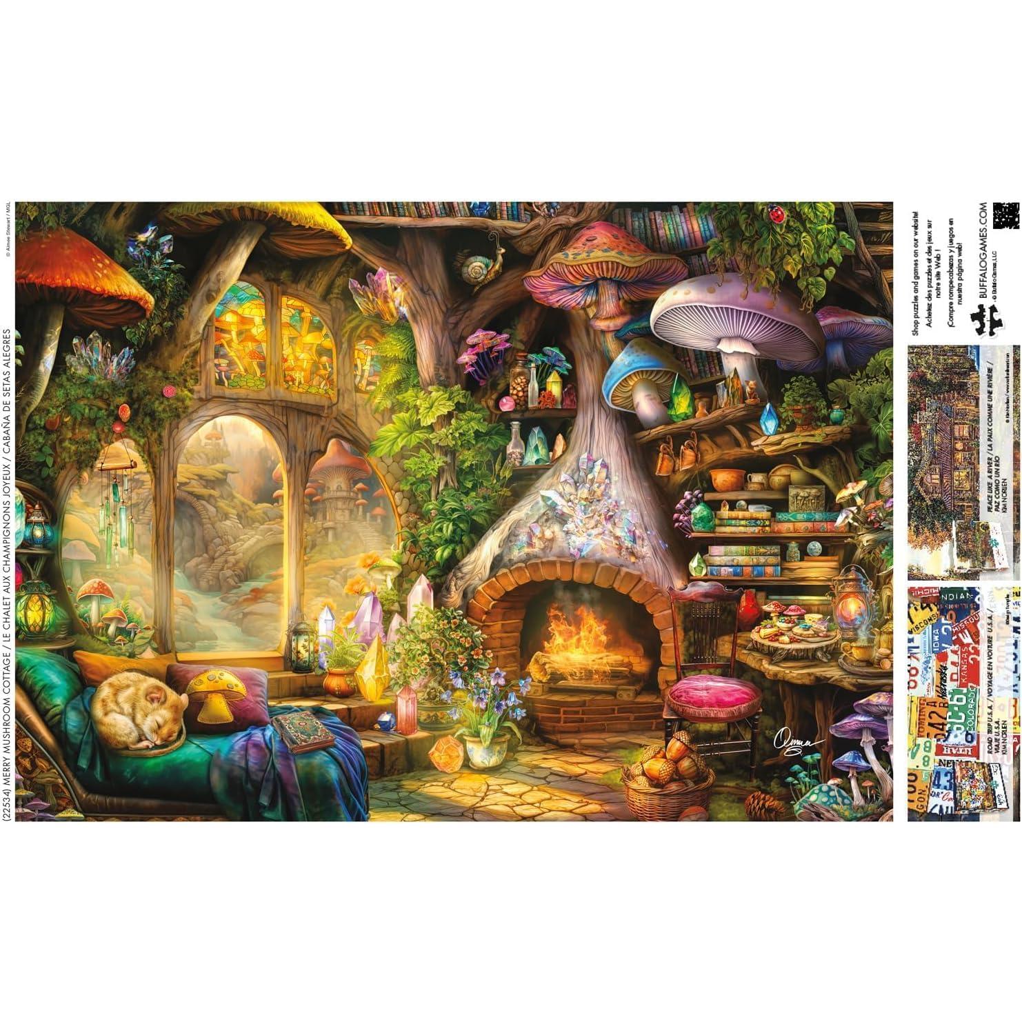 Rompecabezas Buffalo Games Cabaña de Hongos Alegre 54x38 cm