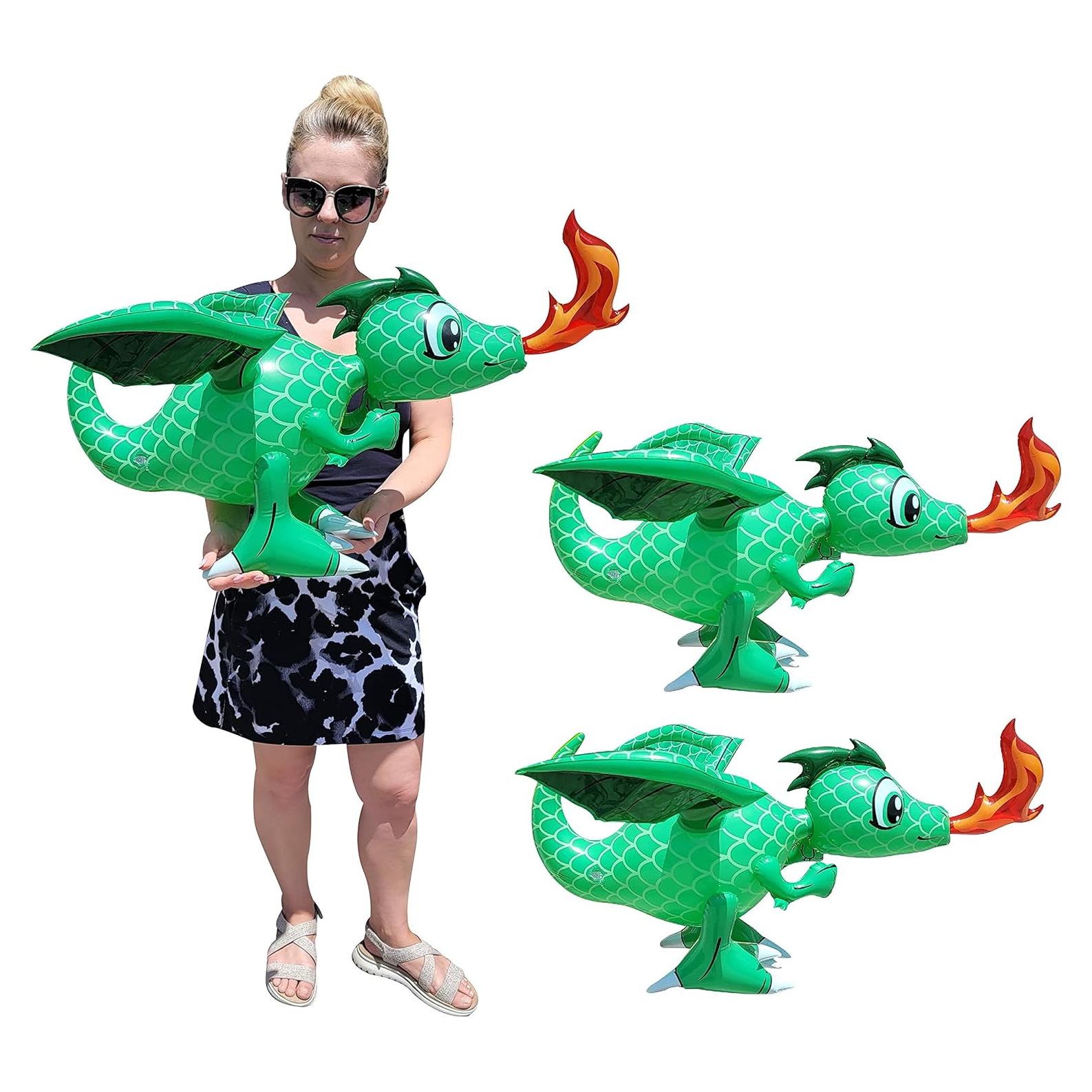 Dragones Inflables Verdes 76 cm Zugar Land - 2 Paquete