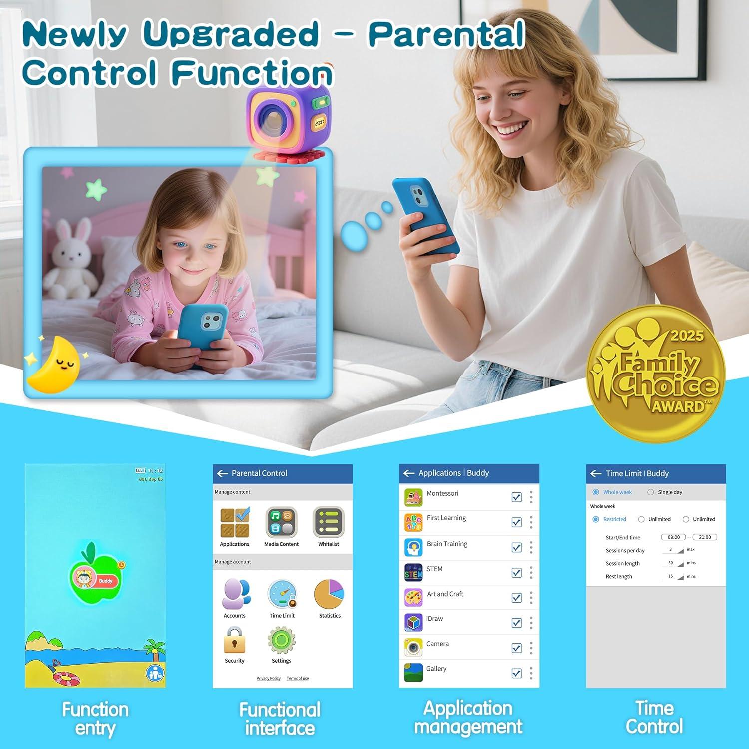 Teléfono de Juguete PAMOX Azul con Doble Cámara y 200 Juegos