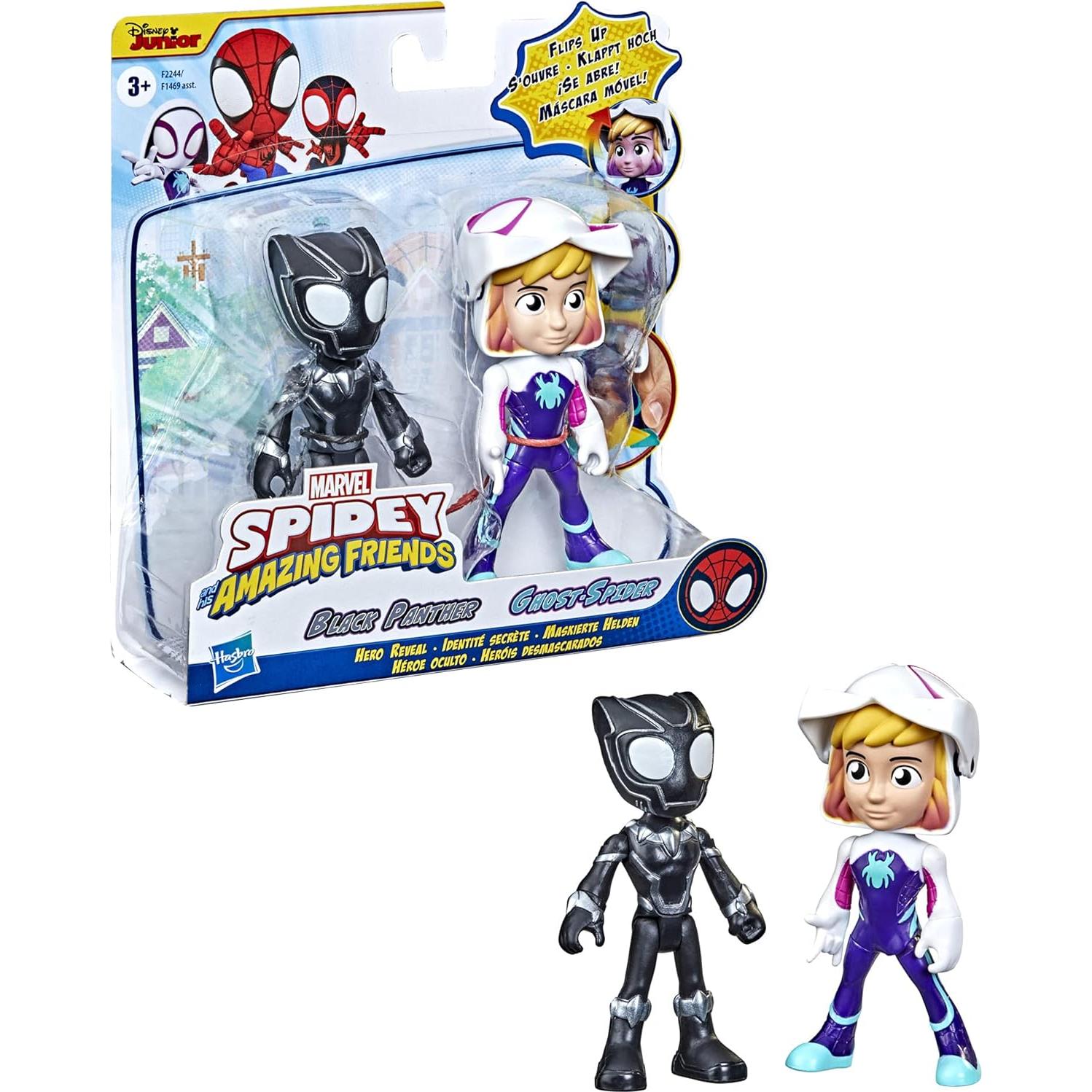 Figuras de Acción Marvel Spidey y Amigos 2-Pack Ghost-Spider y Pantera Negra