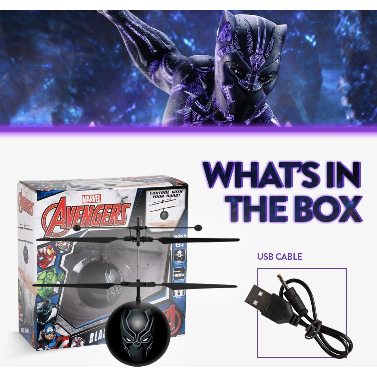 Bola Voladora Marvel Pantera Negra World Tech Toys - Dron para Niños 6+