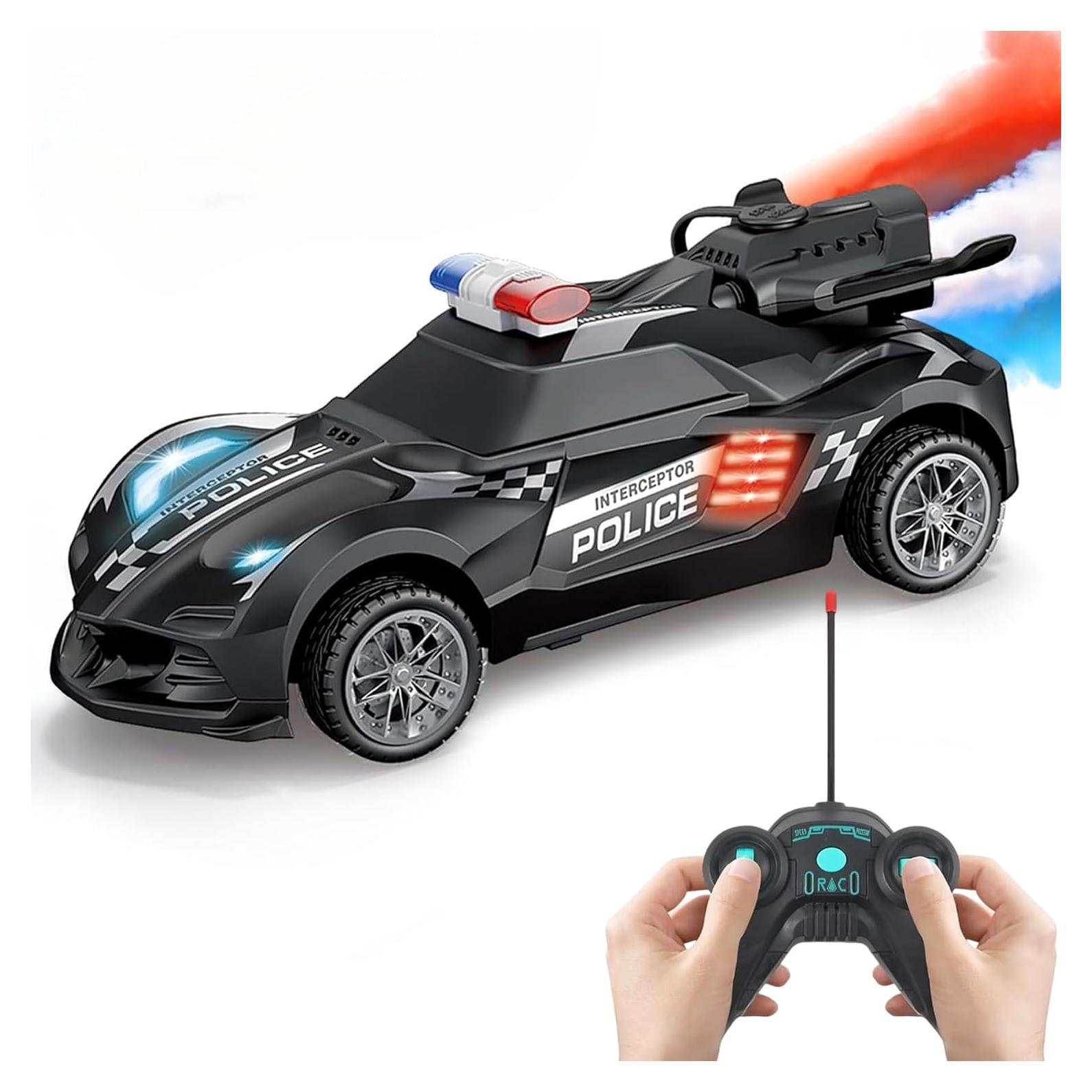 Coche de Policía RC Tooty Toy 18cm con Efecto Humo LED
