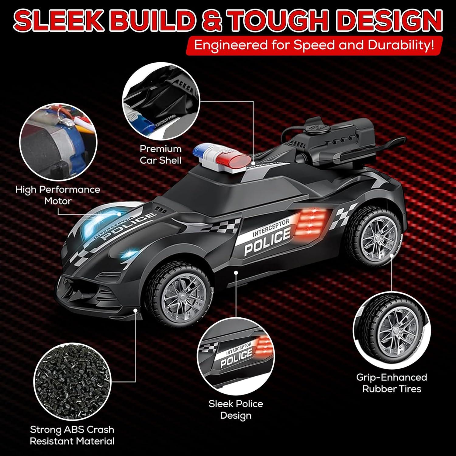 Coche de Policía RC Tooty Toy 18cm con Efecto Humo LED