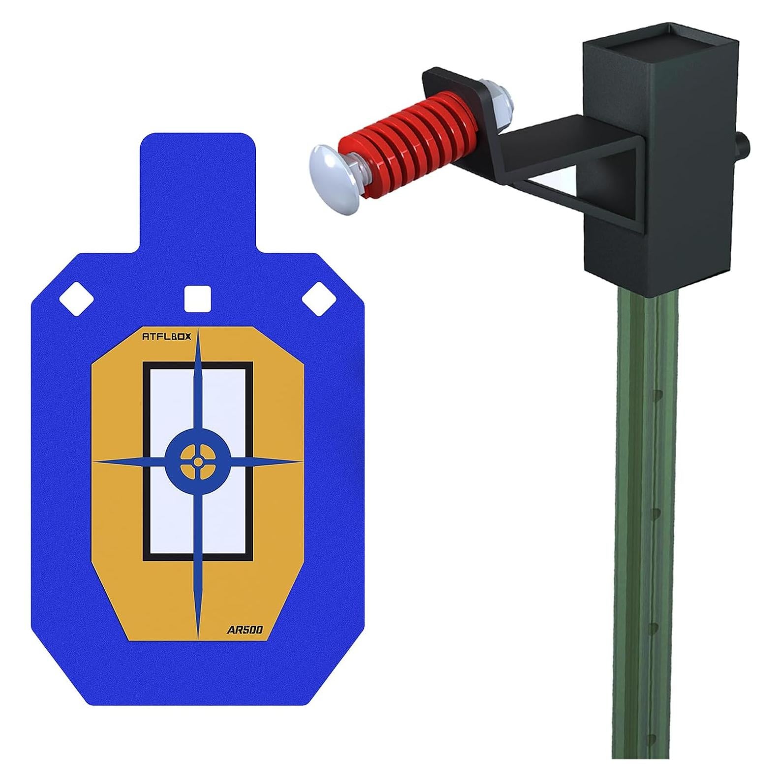 Objetivo de acero AR500 Atflbox 17.78x30.48 cm con soporte T-Post