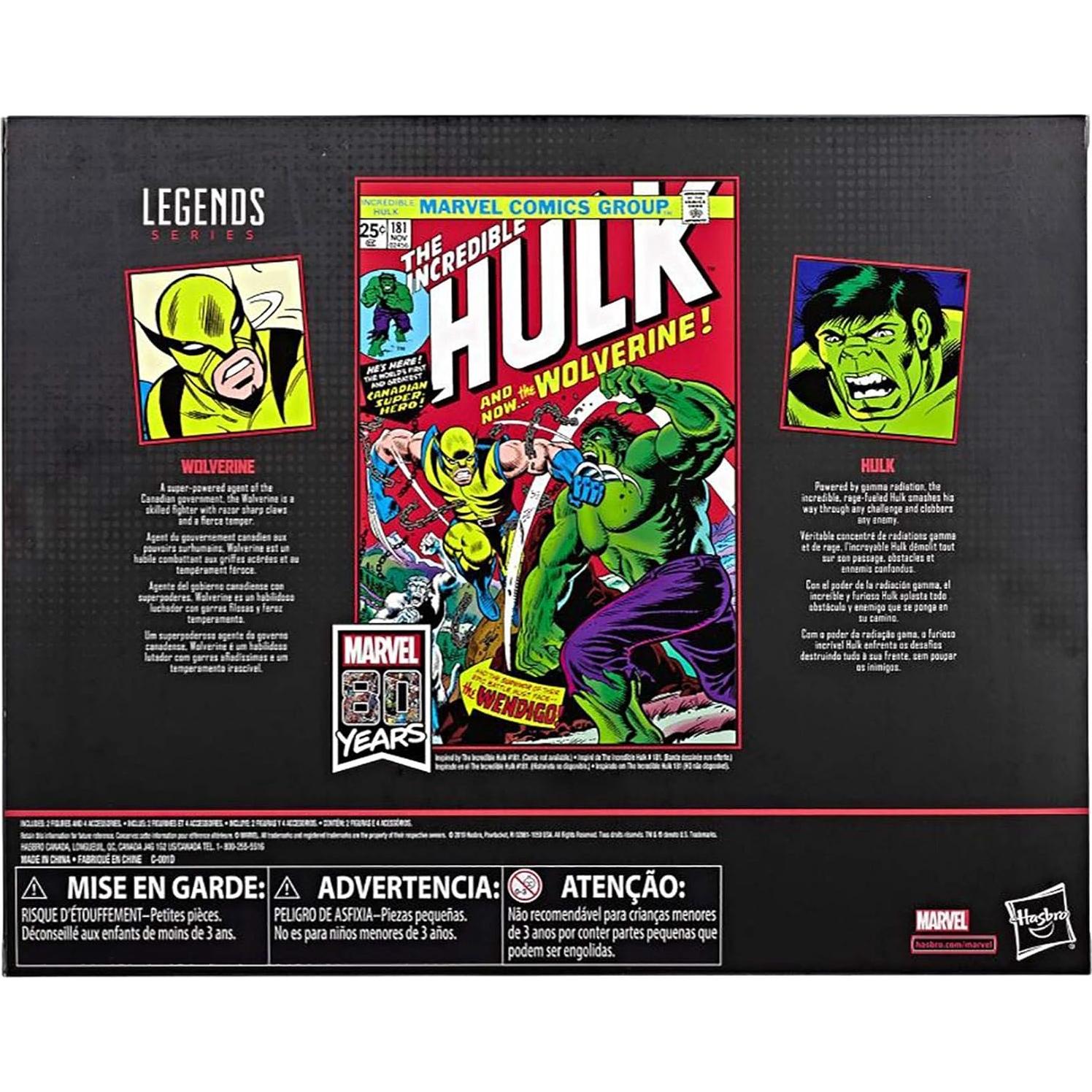 Figuras de Acción Marvel Legends Wolverine y Hulk 6" - Hasbro