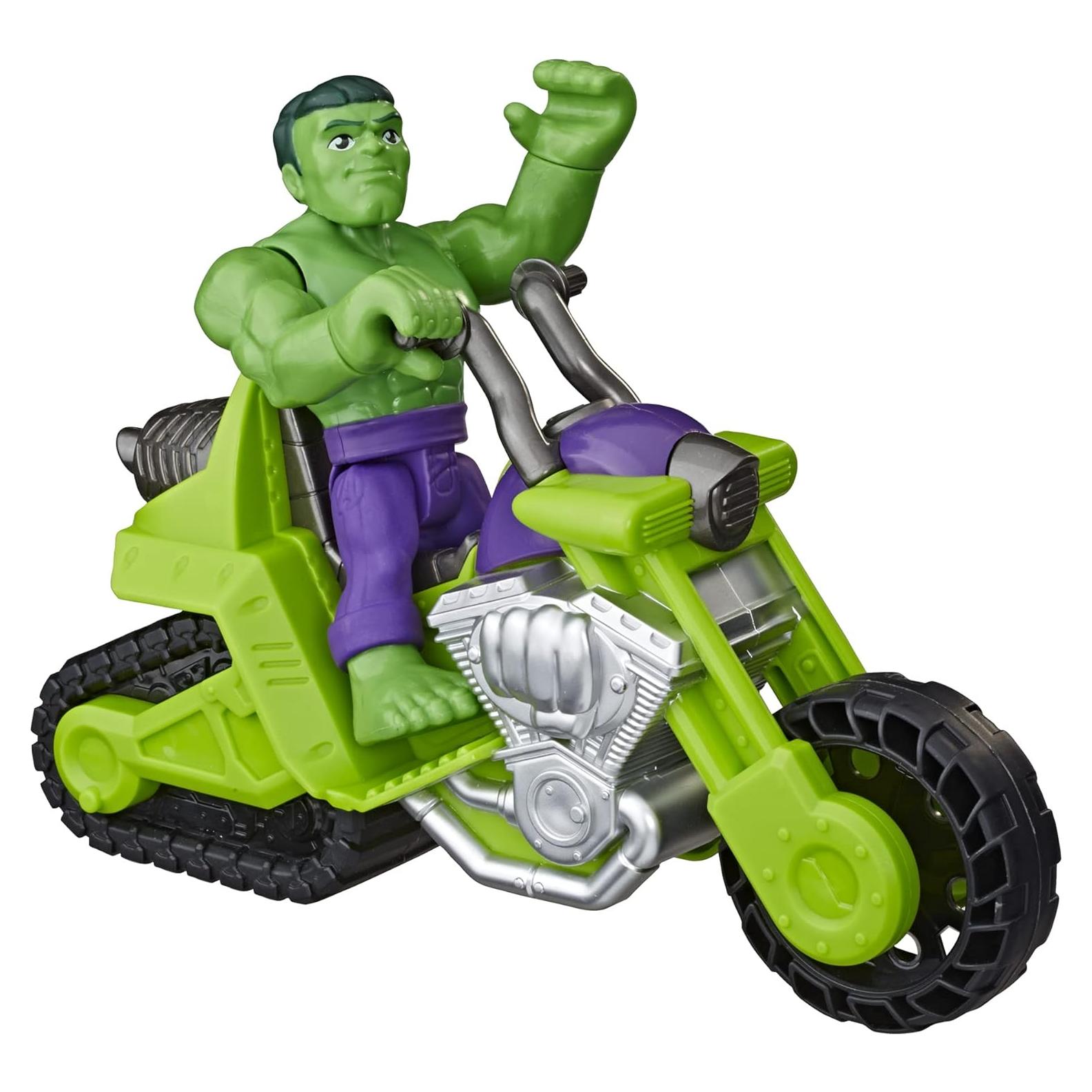 Figura Hulk Smash con Motocicleta Playskool Heroes 5"