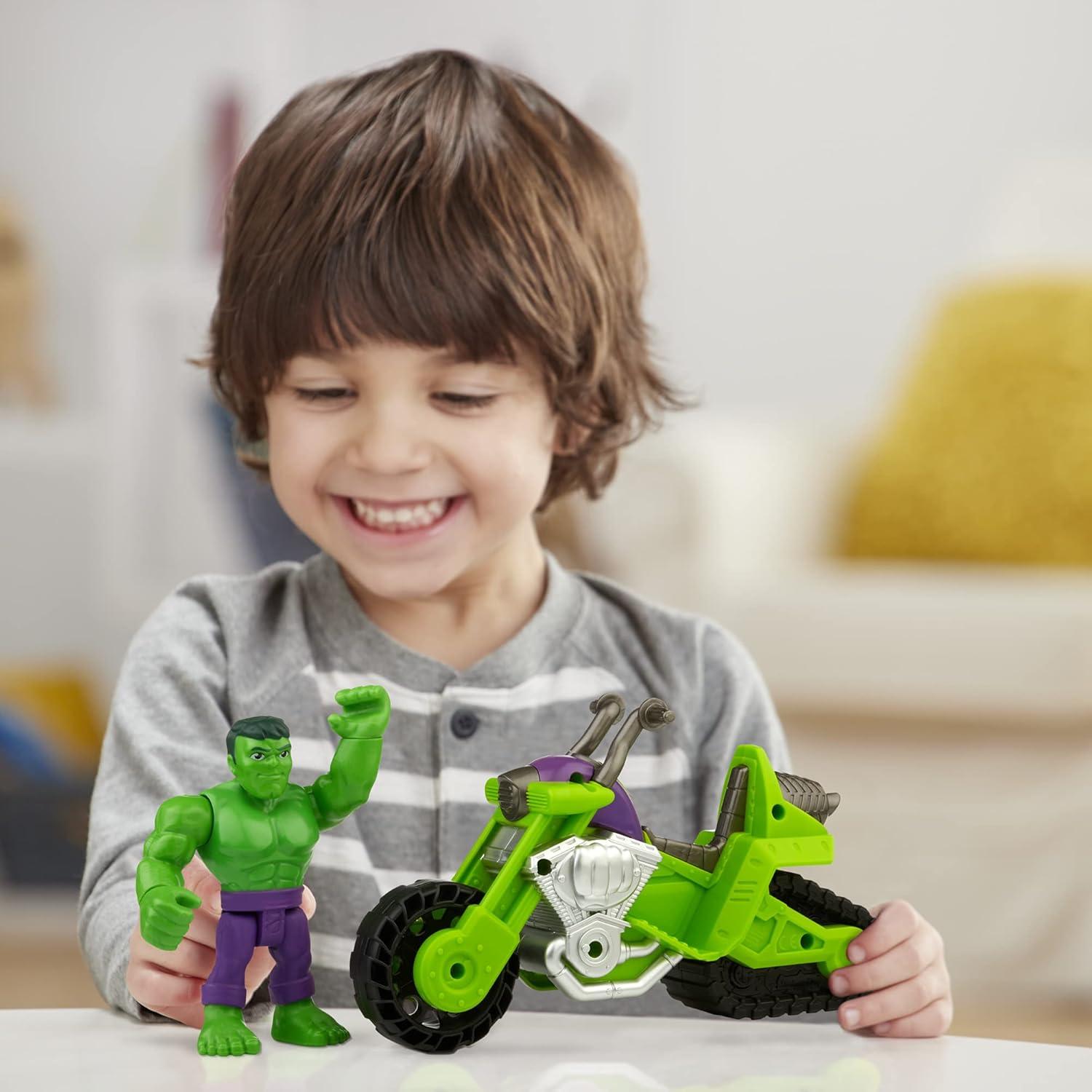 Figura Hulk Smash con Motocicleta Playskool Heroes 5"