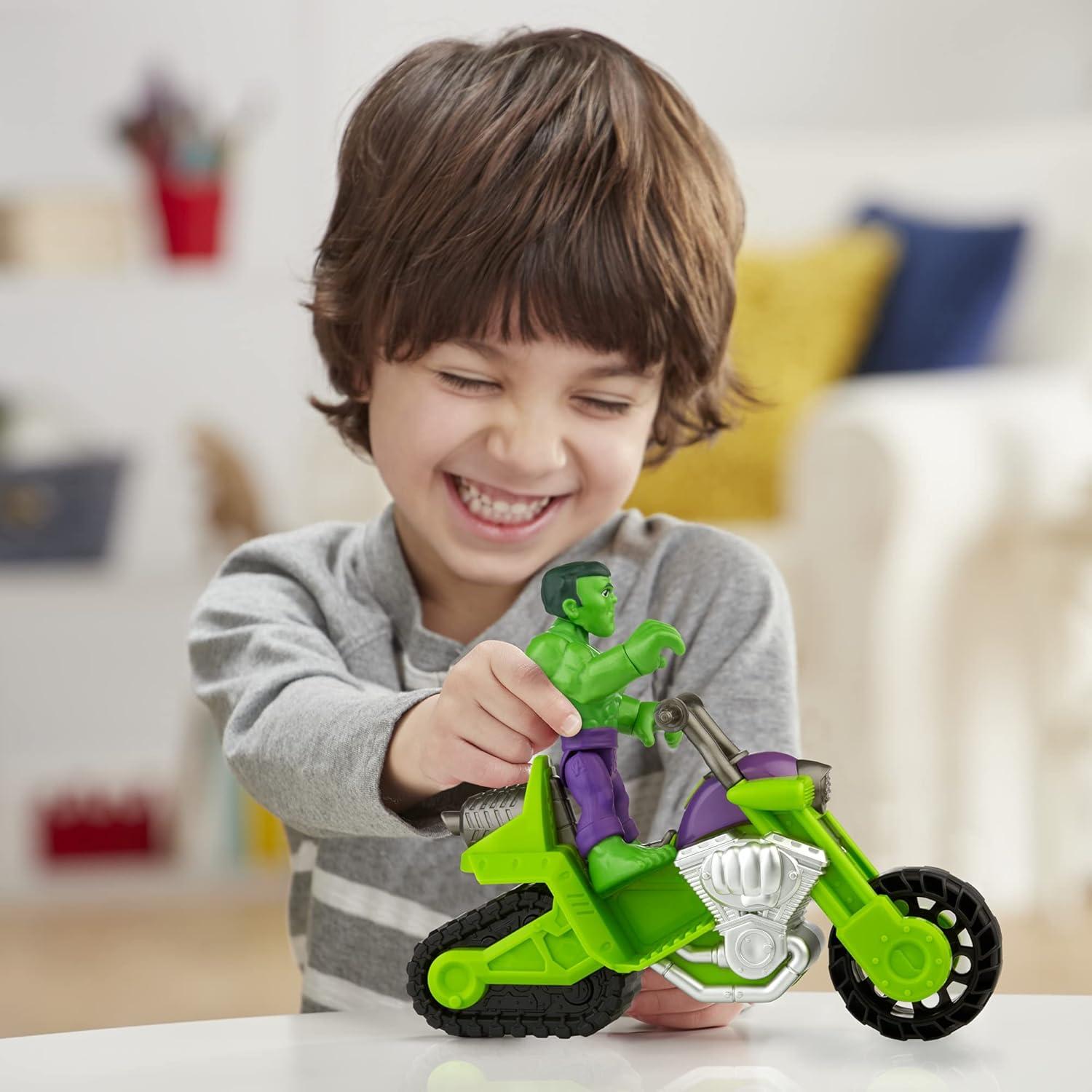 Figura Hulk Smash con Motocicleta Playskool Heroes 5"