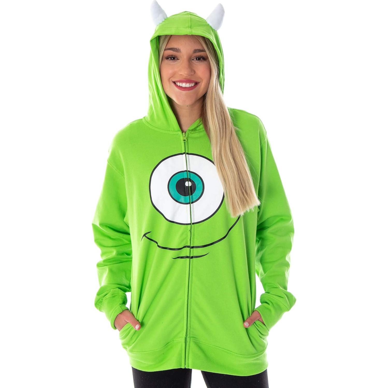 Sudadera con Cremallera 3D Mike Wazowski Disney Adulto Verde
