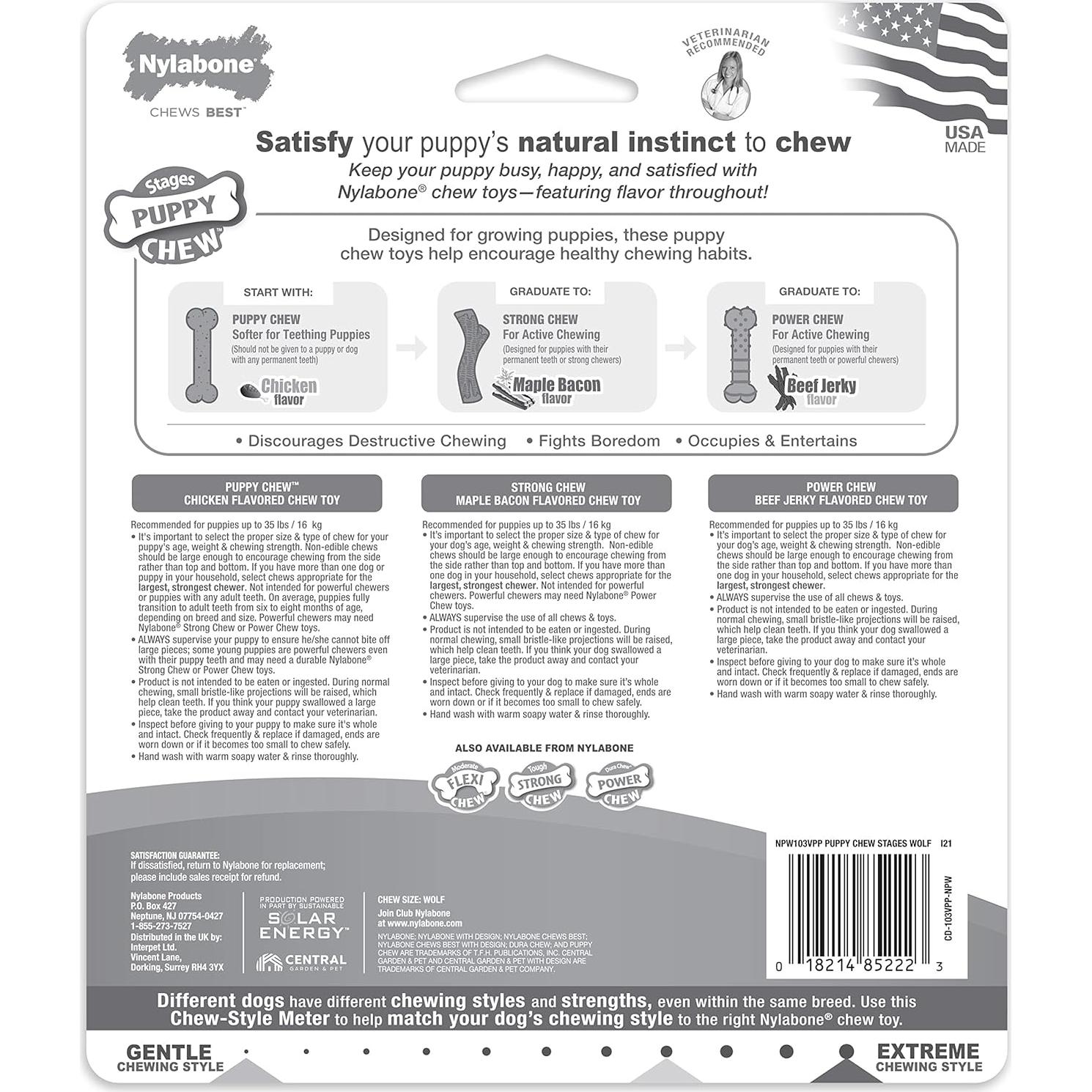 Juego de Juguetes para Masticar Nylabone Puppy Stages - 3 Piezas