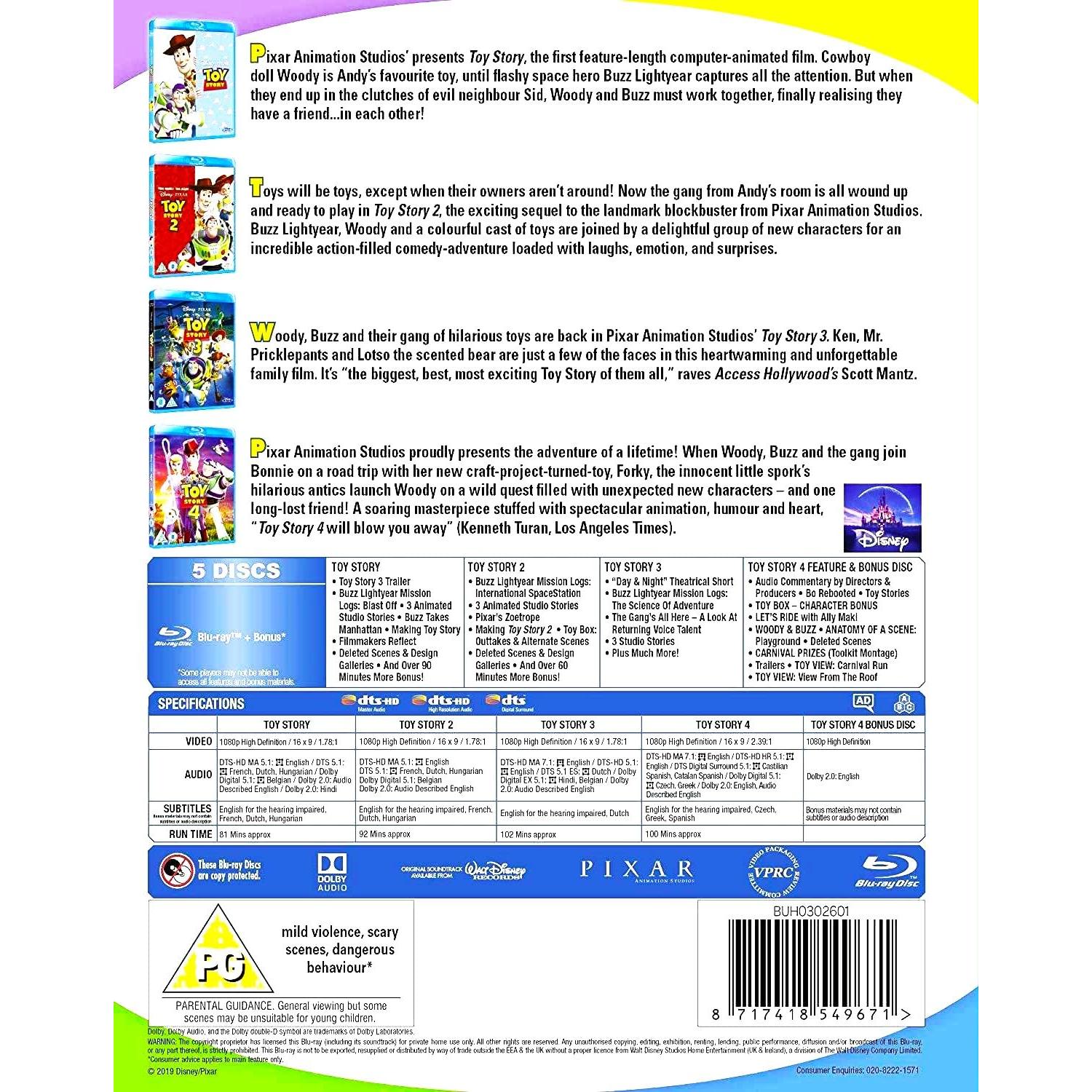 Colección Blu-ray Toy Story 4 Películas - Región Libre