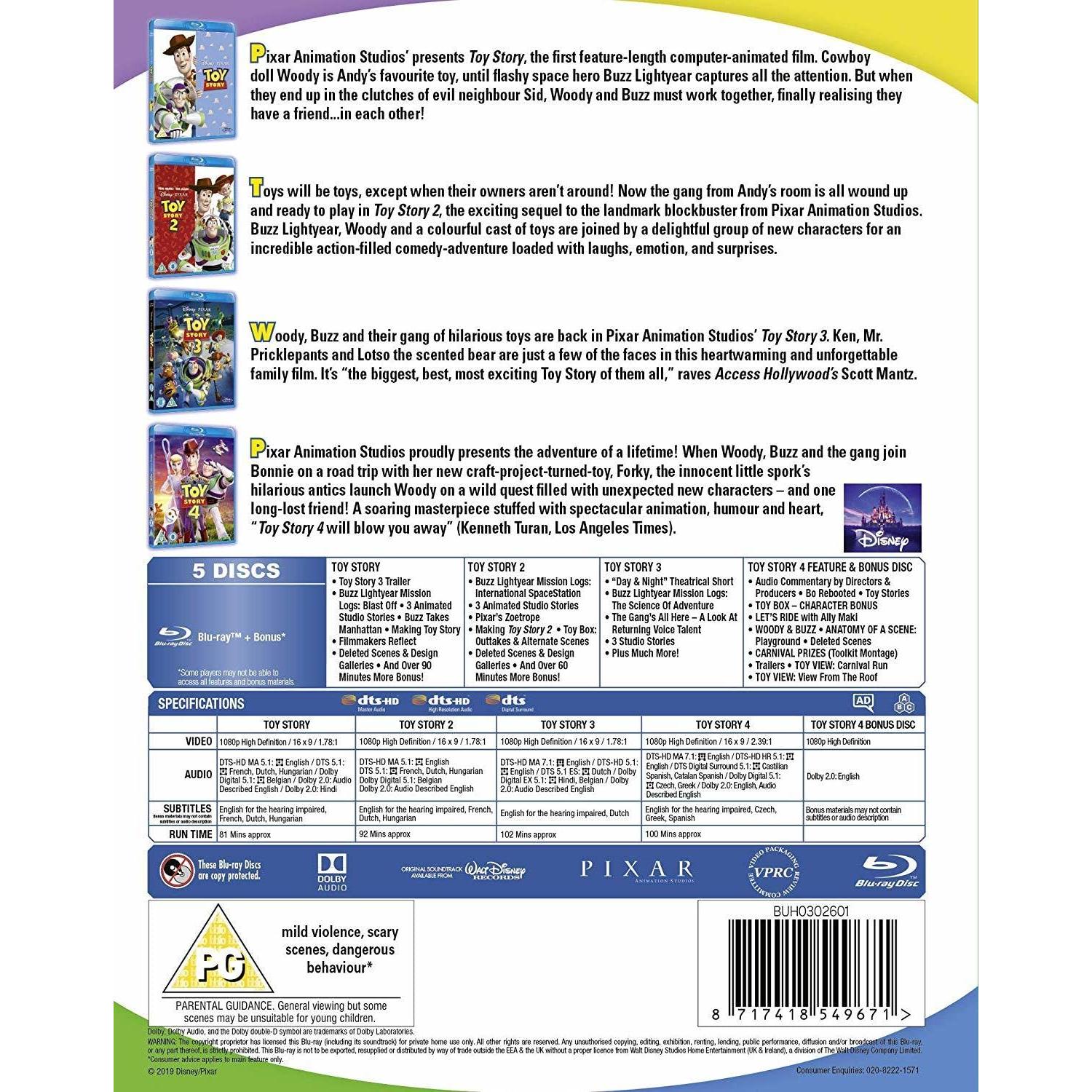 Colección Blu-ray Toy Story 4 Películas - Región Libre