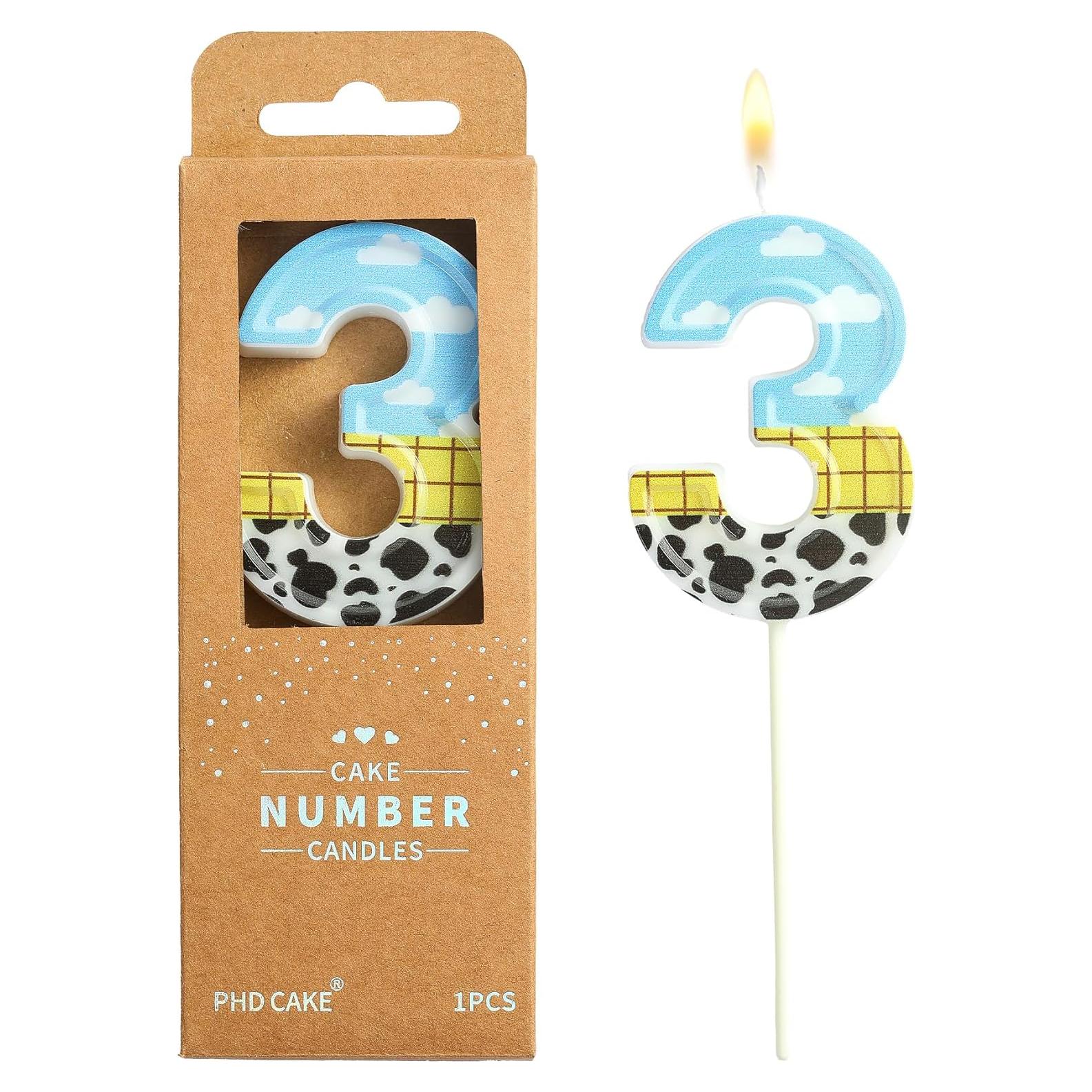Vela de Cumpleaños Número 3 PHD CAKE 7 cm Juguete