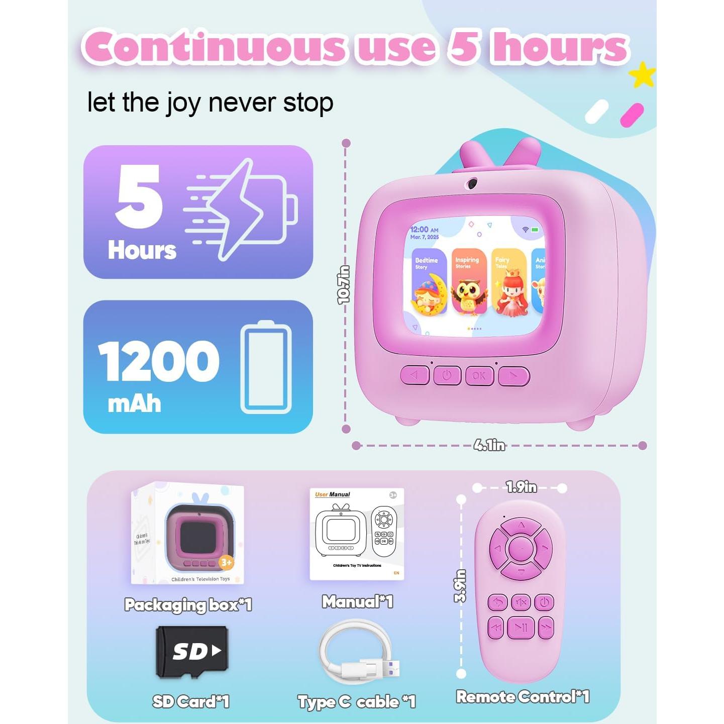 Máquina de Cuentos Eveedo TV1 para Niños 3-8 Años